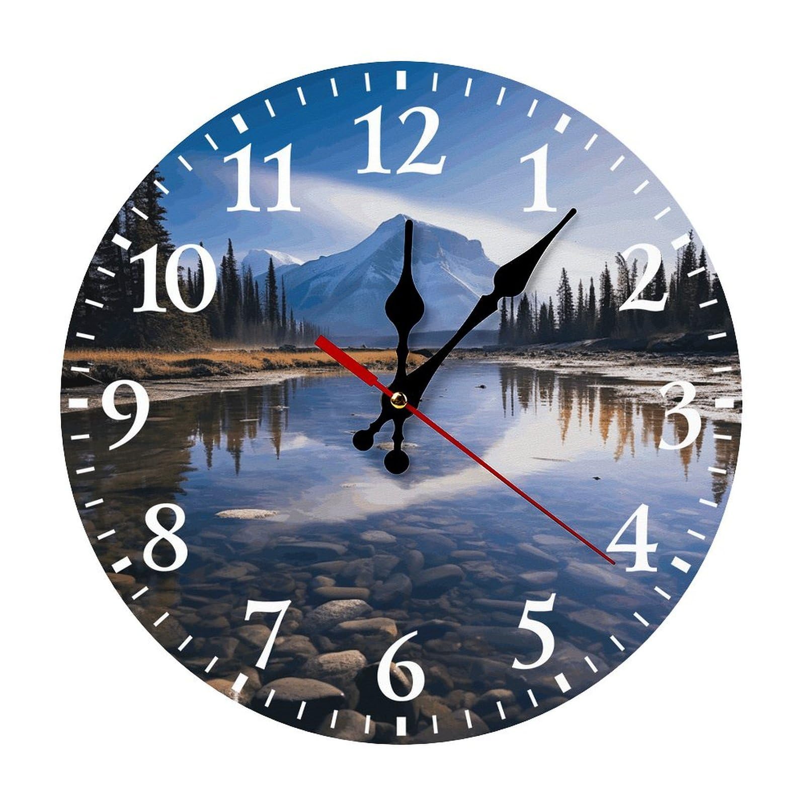 Horloge murale Banff 30x30 cm blanche ronde et silencieuse à chiffres arabes