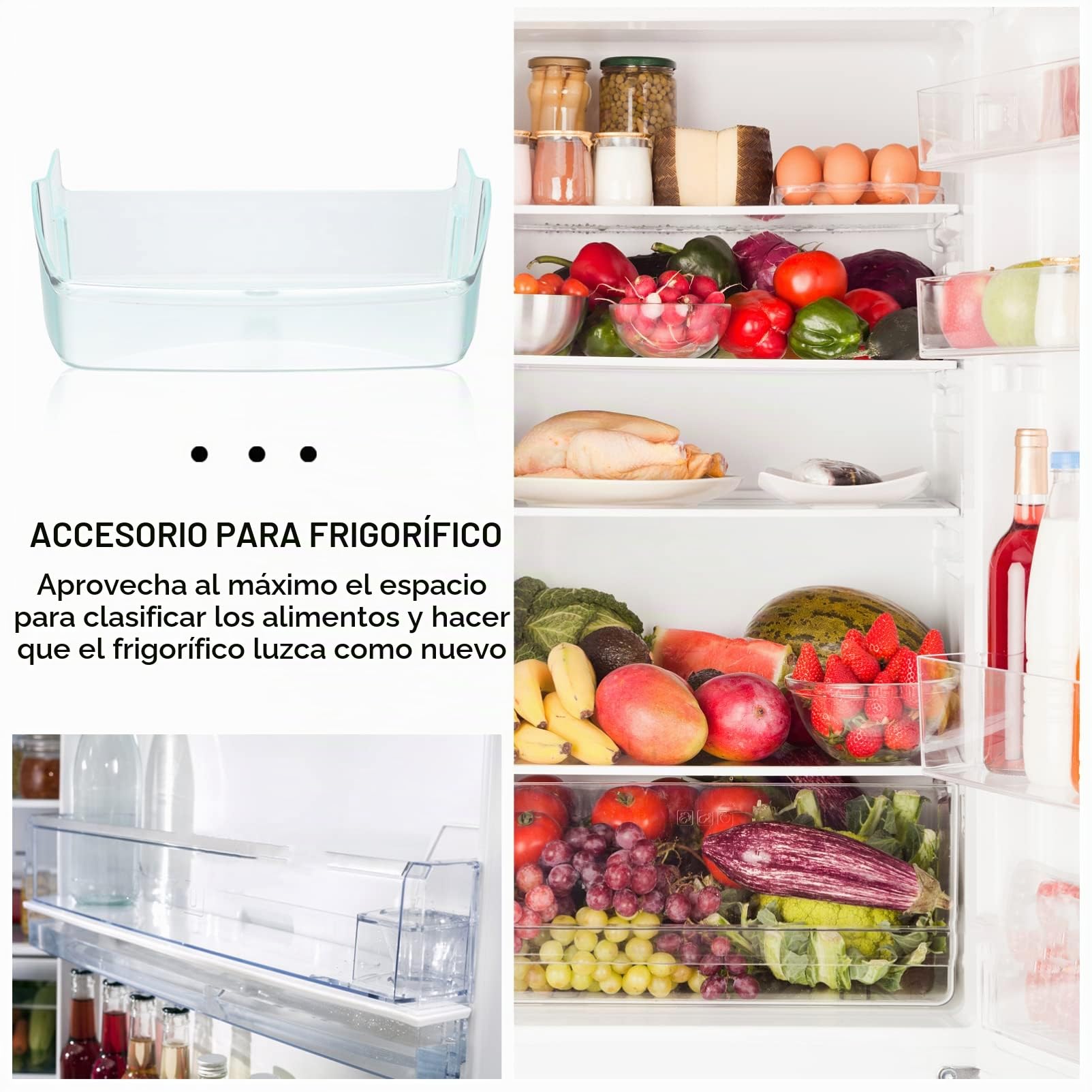 HOMSFOU Organizador Para Nevera Y Puerta Lateral Caja Nevera Para Almacenaje De Alimentos Soporte Para Bolsa De Condimento 7.87 X 4.13 X 2.55 in Accesorio Para Clasificar Frutas Y Verduras