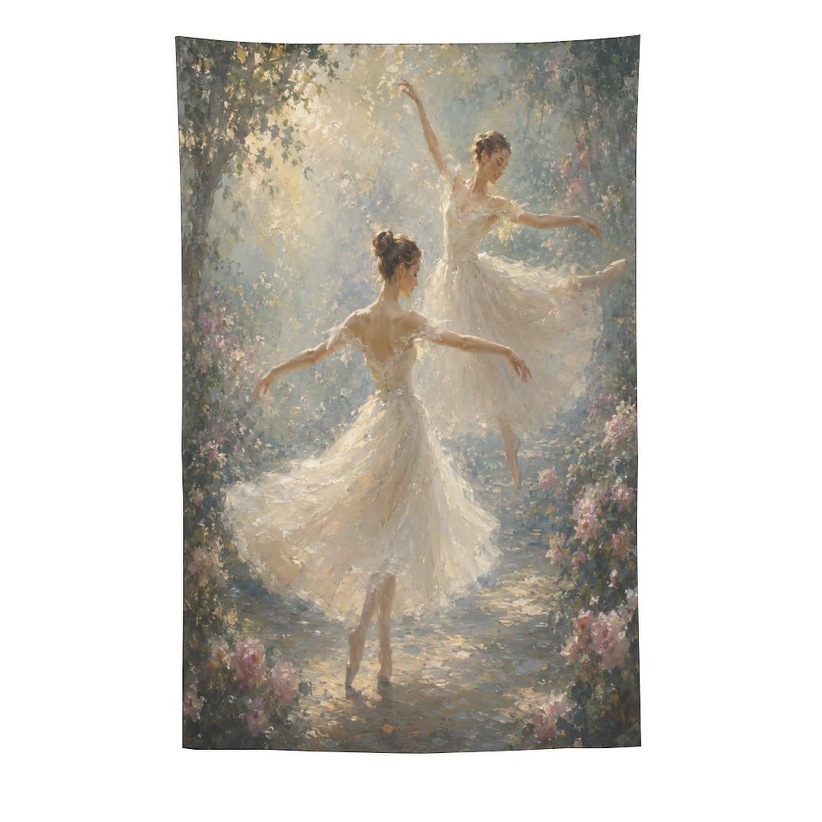 W7C8U2X3 Ballerina Flower Forest Wall Tapestry, Impressionist, Entryway