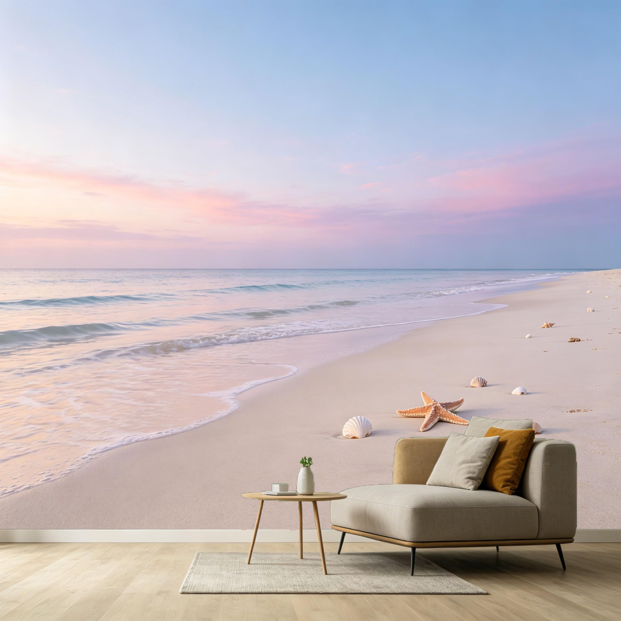 Custom Size Wall Murals Coastal Marine Ocean Sunset Starfish Seashells SelfAdhesive Wall Fabric Removable Large Wallpaper for Photo Living Room Interior Decor