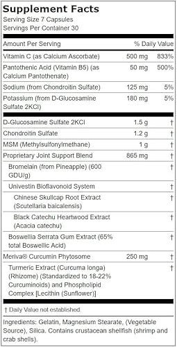 Miniatura 2 de Lindberg Suplemento de apoyo articular para hombres y mujeres  210 cápsulas  con cúrcuma, MSM, glucosamina, condroitina, extracto de boswellia