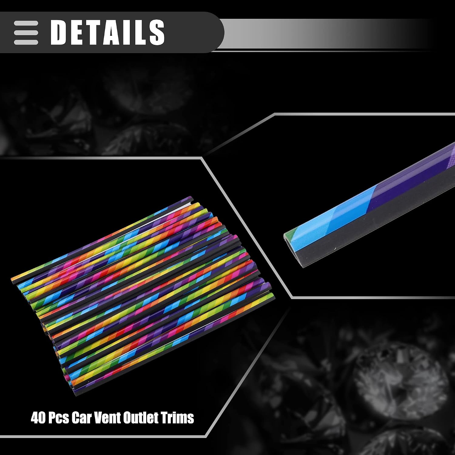 Motoforti Universal Car Air Conditioner Vent Outlet Trims, Interior Accessories, Car Decorative Filler Insert Strip Line, 5m 16.4ft, PVC, Multicolor, 1 Set