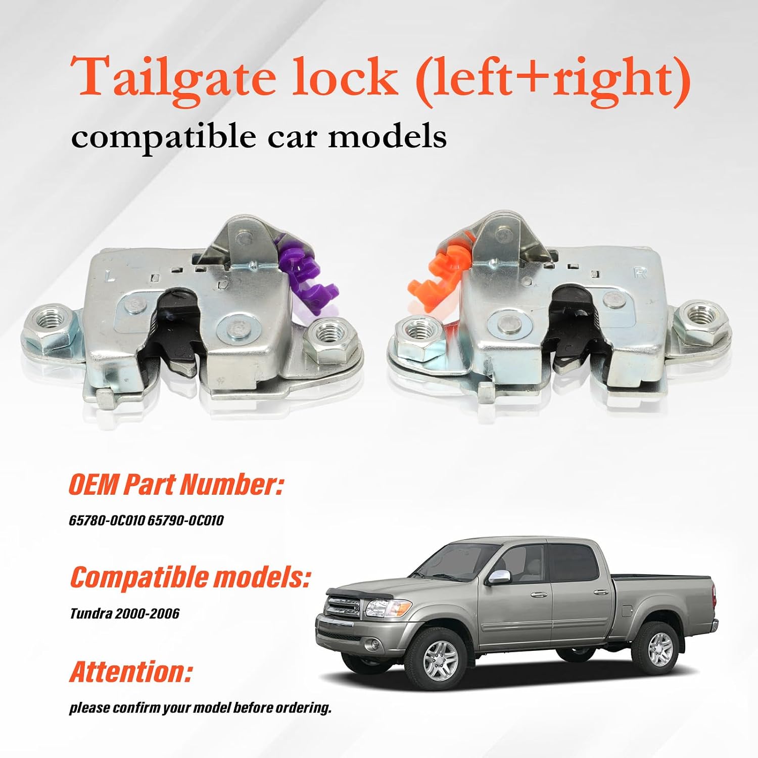 Tailgate Latch Lock for Tundra (2000-2006) Left and Right Tailgate Latch 65780-0C010 65790-0C010