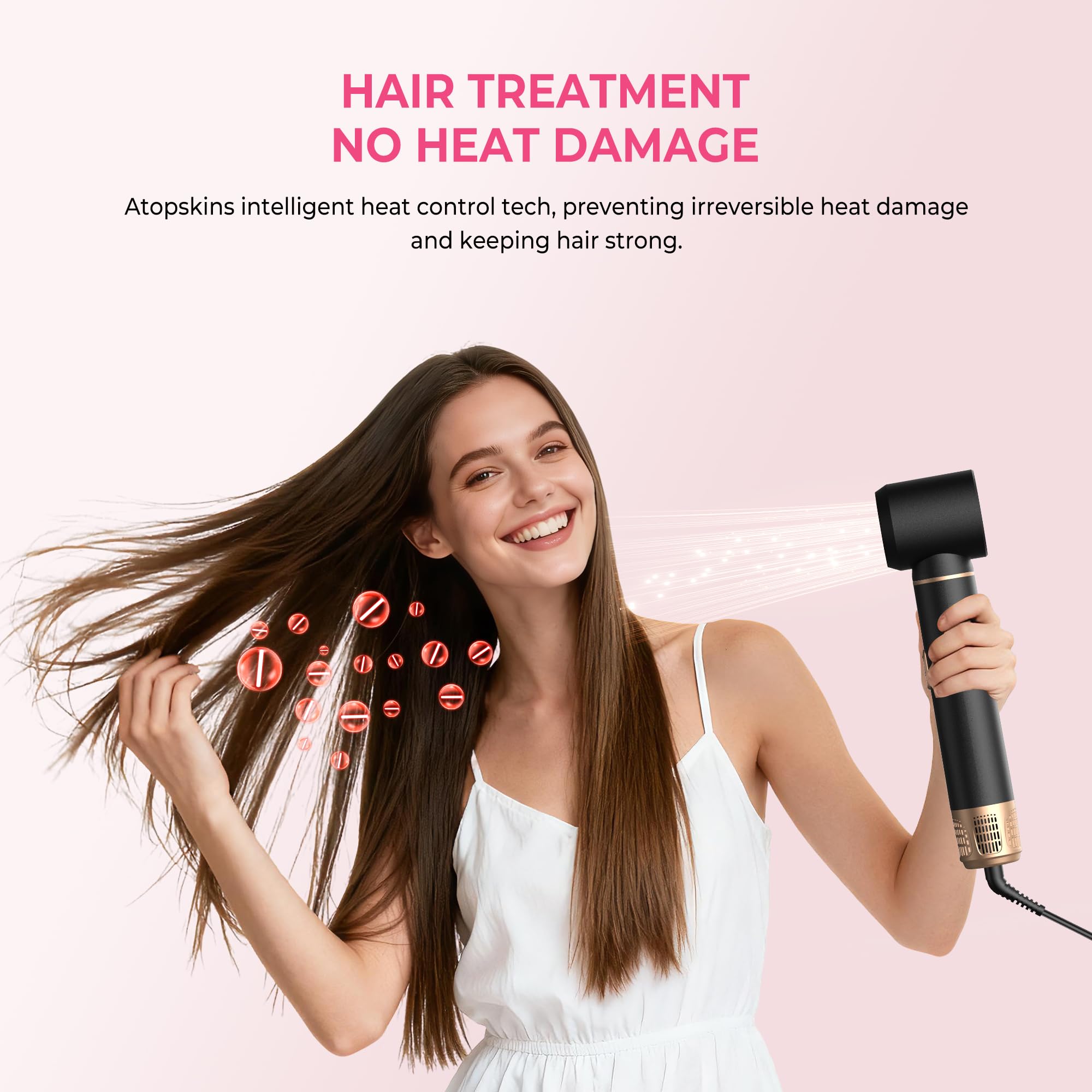 Atopskins Spazzola Asciugacapelli Ad Aria Calda 1000W,Hair Styler 5 In 1 Air Styler,Combina le Funzioni di Asciugacapelli,Arricciacapelli e Spazzola Phon,Contiene Ioni Negativi ad Alta Concentrazione