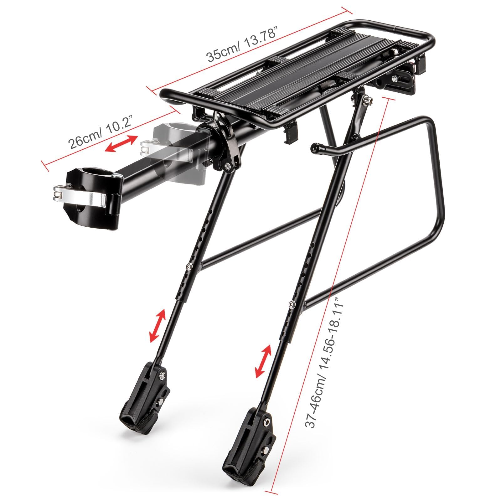 Tylny bagażnik rowerowy - bagażnik rowerowy Quick Release Mount - duża pojemność bagażnik rowerowy 27,2 kg, bagażnik turystyczny pasuje do 61-73.7 cm i 700c