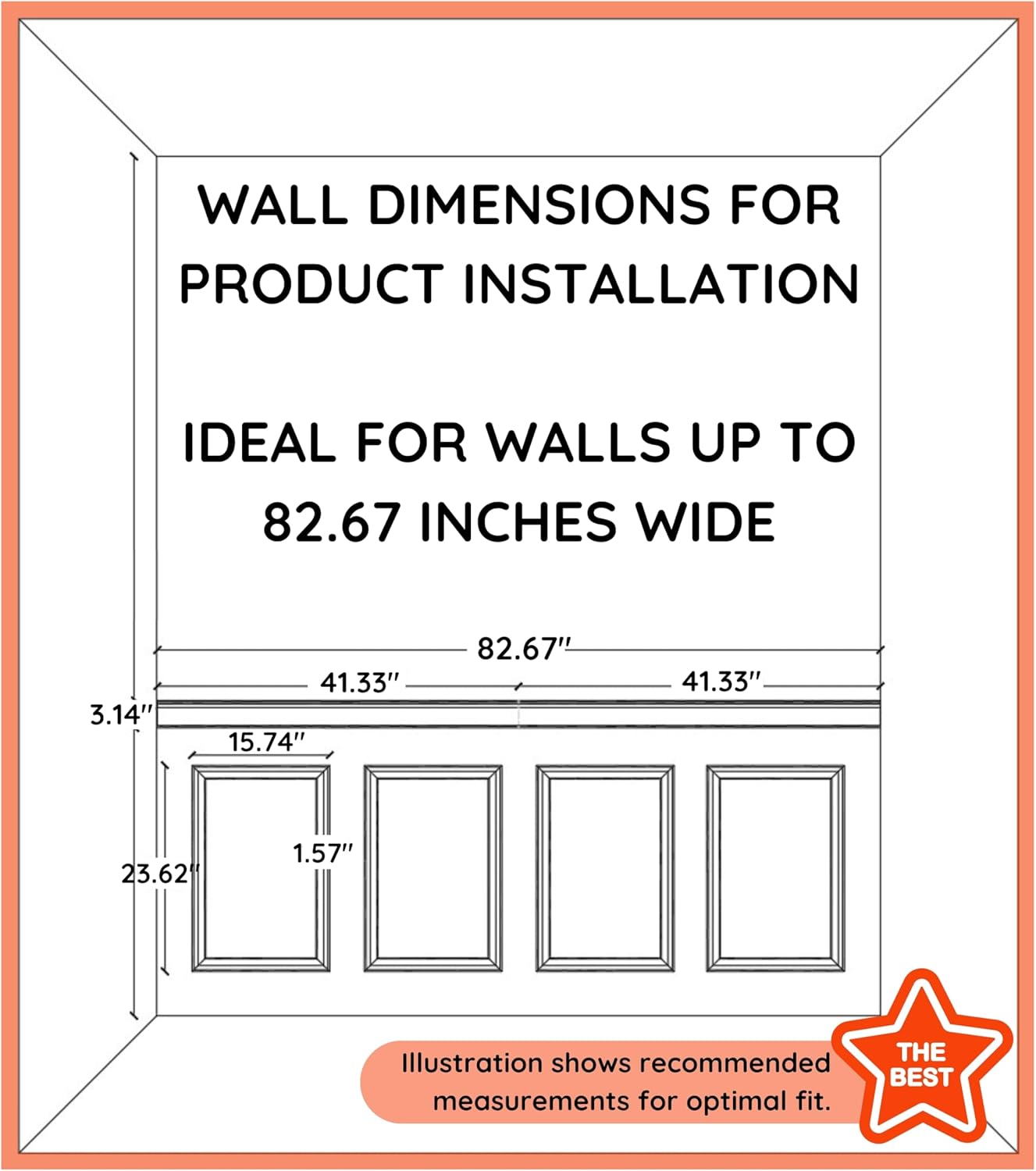 Wainscoting Panels - Peel and Stick 4 Bottom Frame | Enhance Your Home with Elegance Using Wall Panels for Interior Wall Decor | Wainscotting Wall Panel Kit for Luxury Upgrade | Decorative Wall Panels
