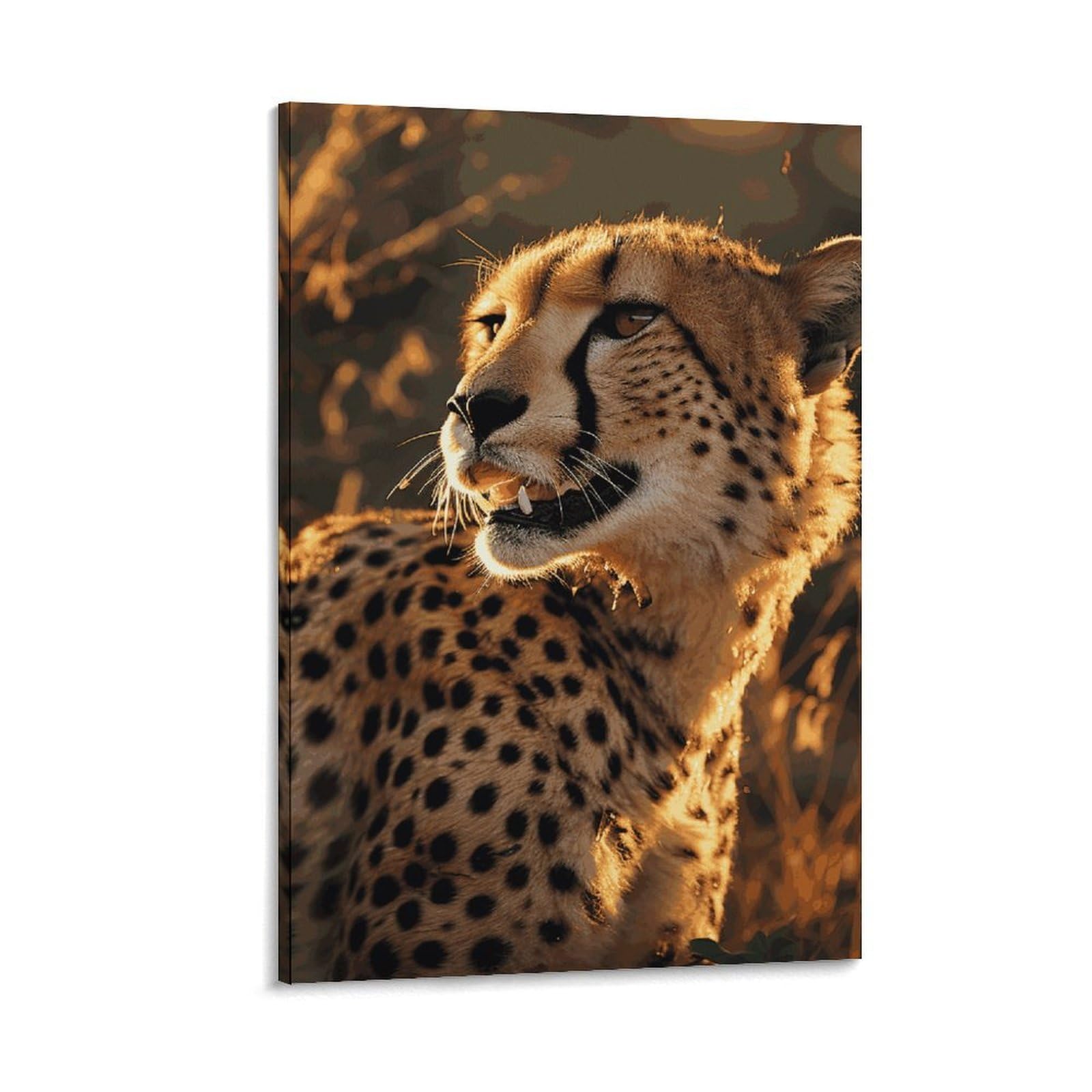 Canvas Wall Art for Living Room 16"x24" Modern Artwork Painting Pictures Hanging Canvas Prints Cheetah Aesthetic Wall Art for Bedroom Bathroom Office Wall Art Print Decor Cheetah Canvas Wall Art for