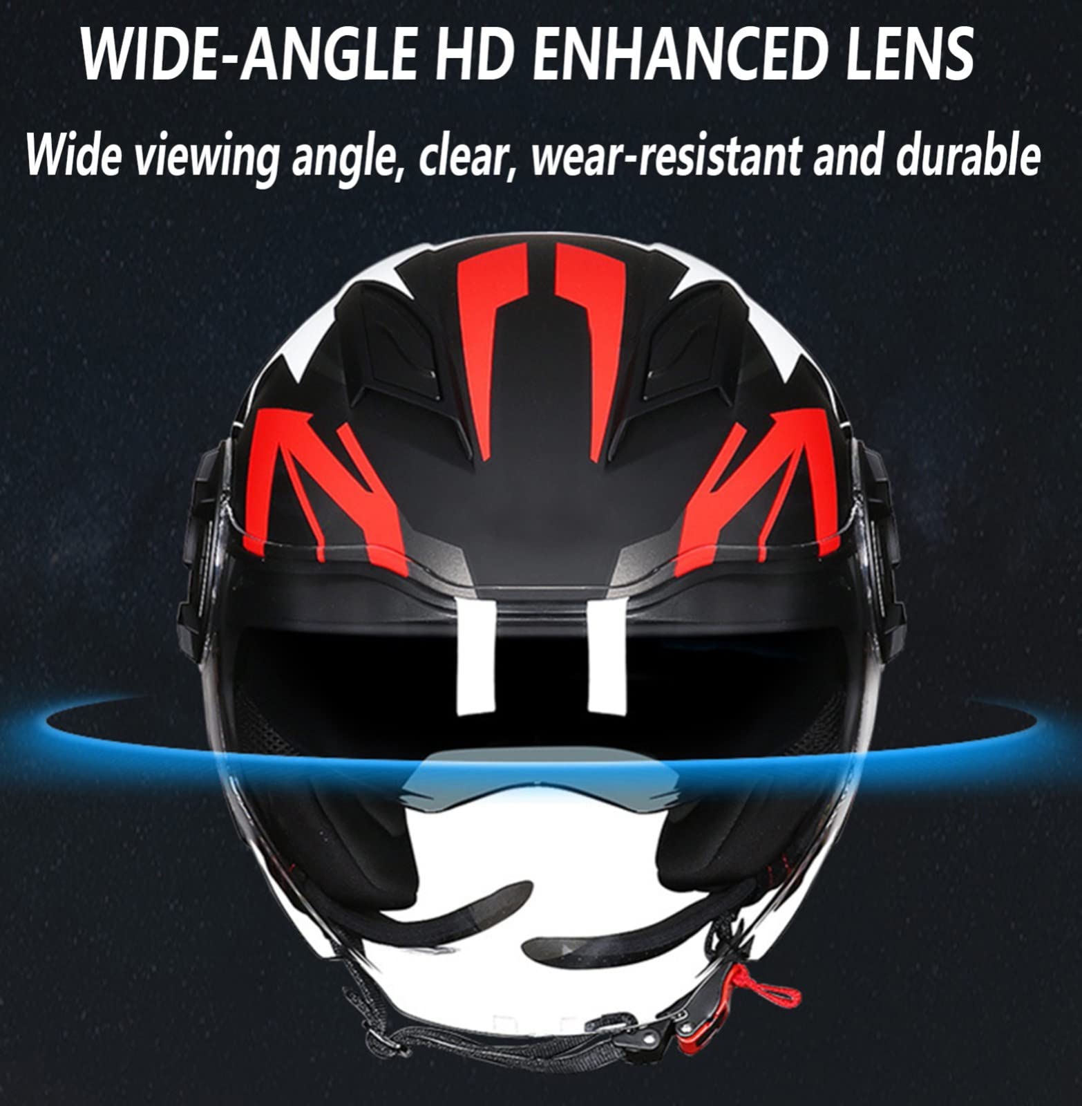 BAUTI Casque Moto à Visage Ouvert Casque Jet 3/4 Casque Demi-Couverture Vintage Approuvé par Le ECE Double Pare-Soleil Casque D'été Léger Homme Femme Scooter Cyclomoteur Chopper N,L=(57-58CM)