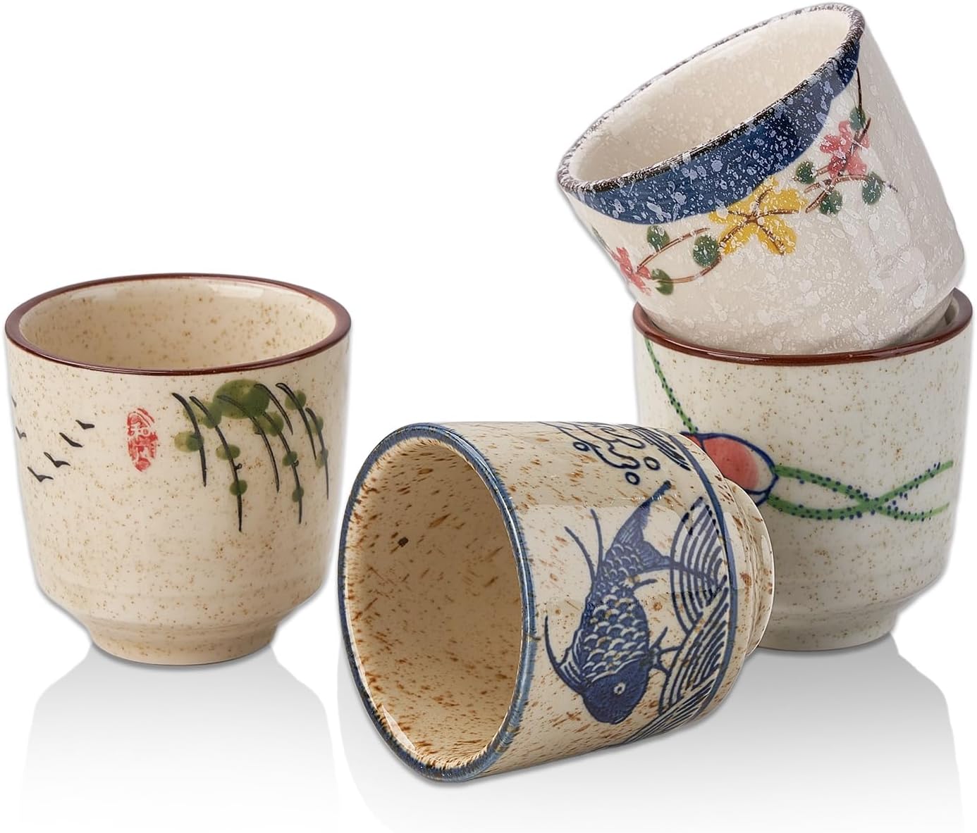 Japanese Tea Cups Set, 6 OZ Ceramic Teacups Set of 4, Mate Mug