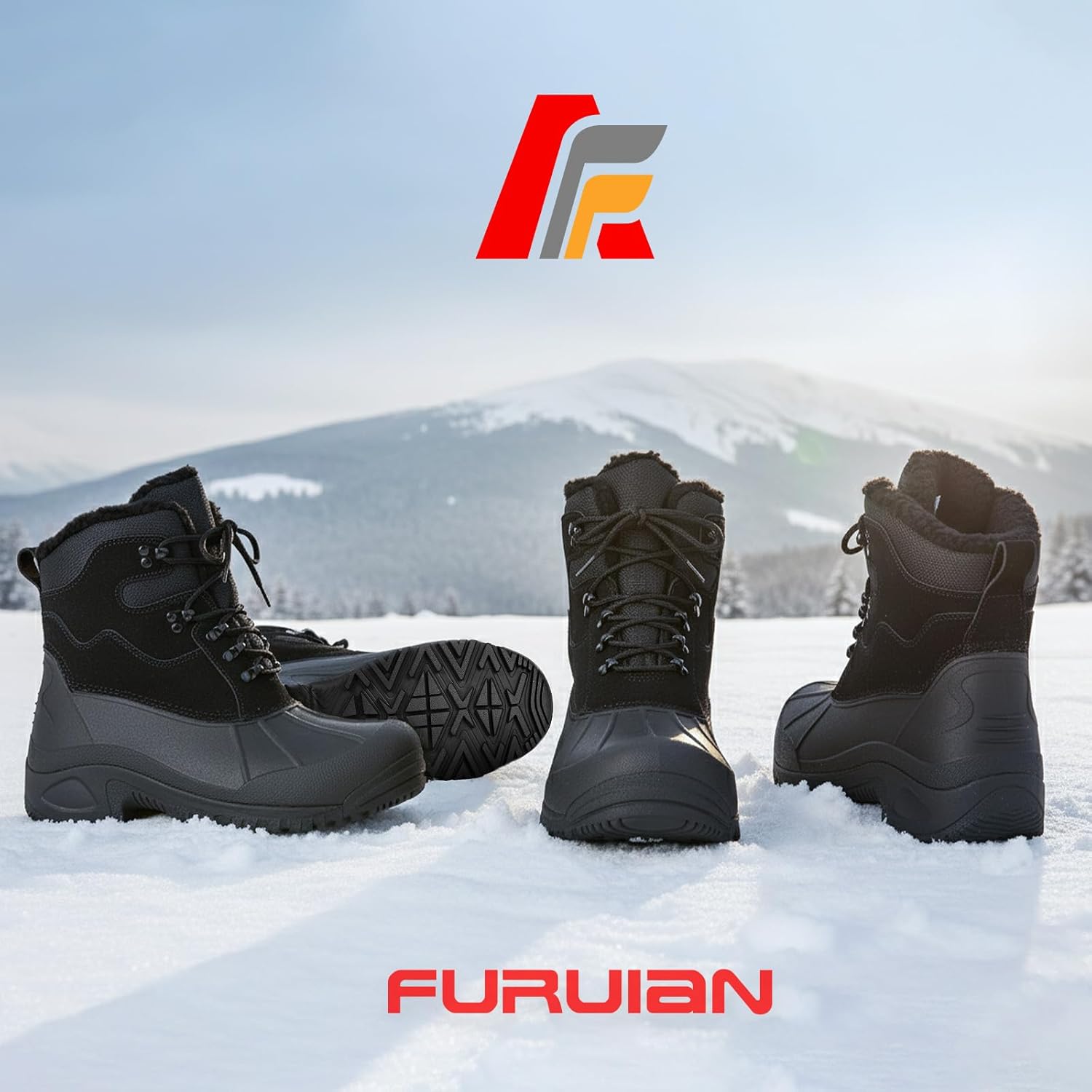 Furuian Winter Boots for Men Waterproof Insulated Snow Boots for Men Non Slip Hiking Duck Boot Mens Fur-Lined Winter Shoes - Image 7