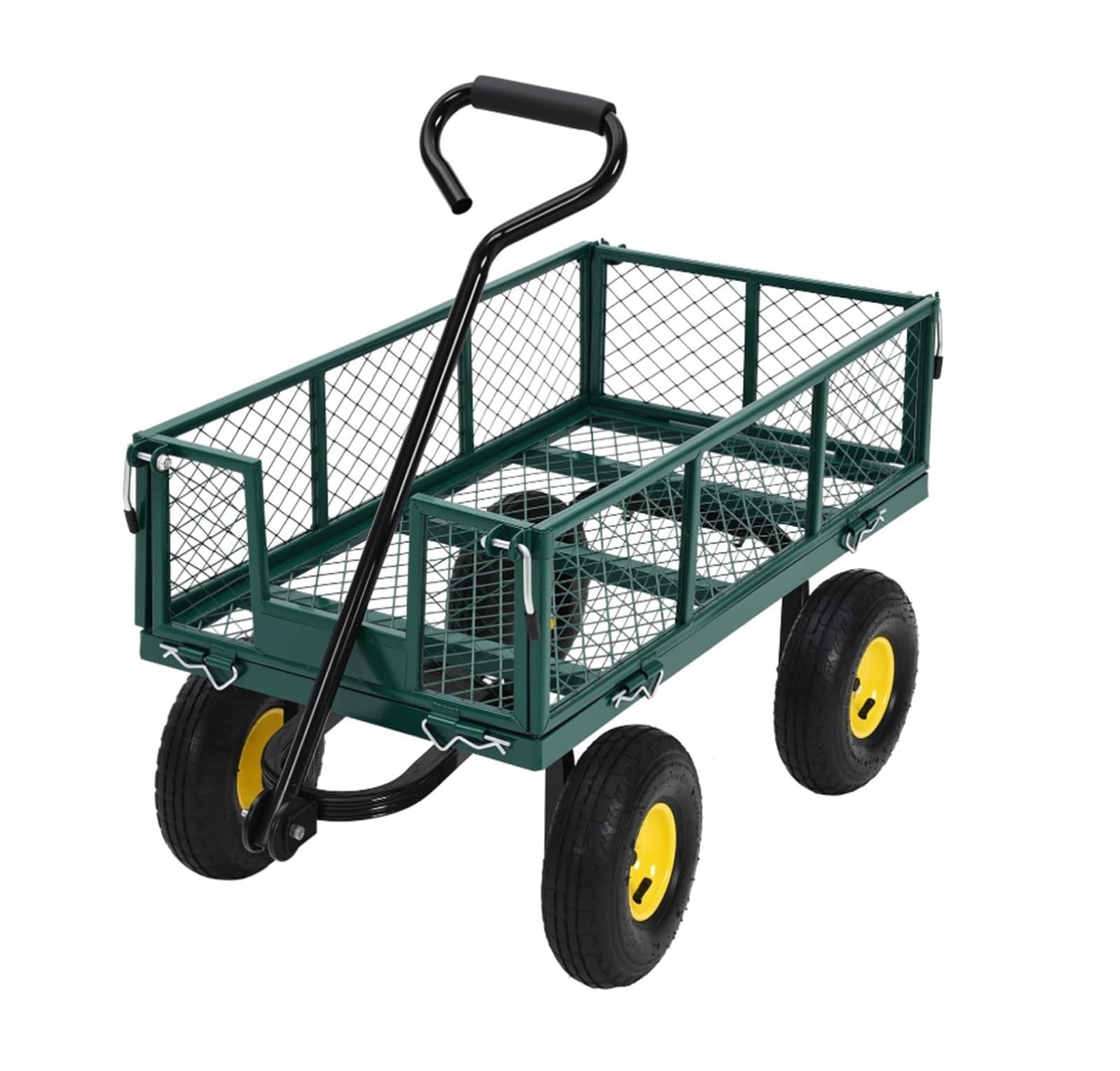 Heavy Duty Garden Cart Mesh Utility Wheelbarrow Garden Dump Cart with Removable Sides, for Lawn Camping Farm