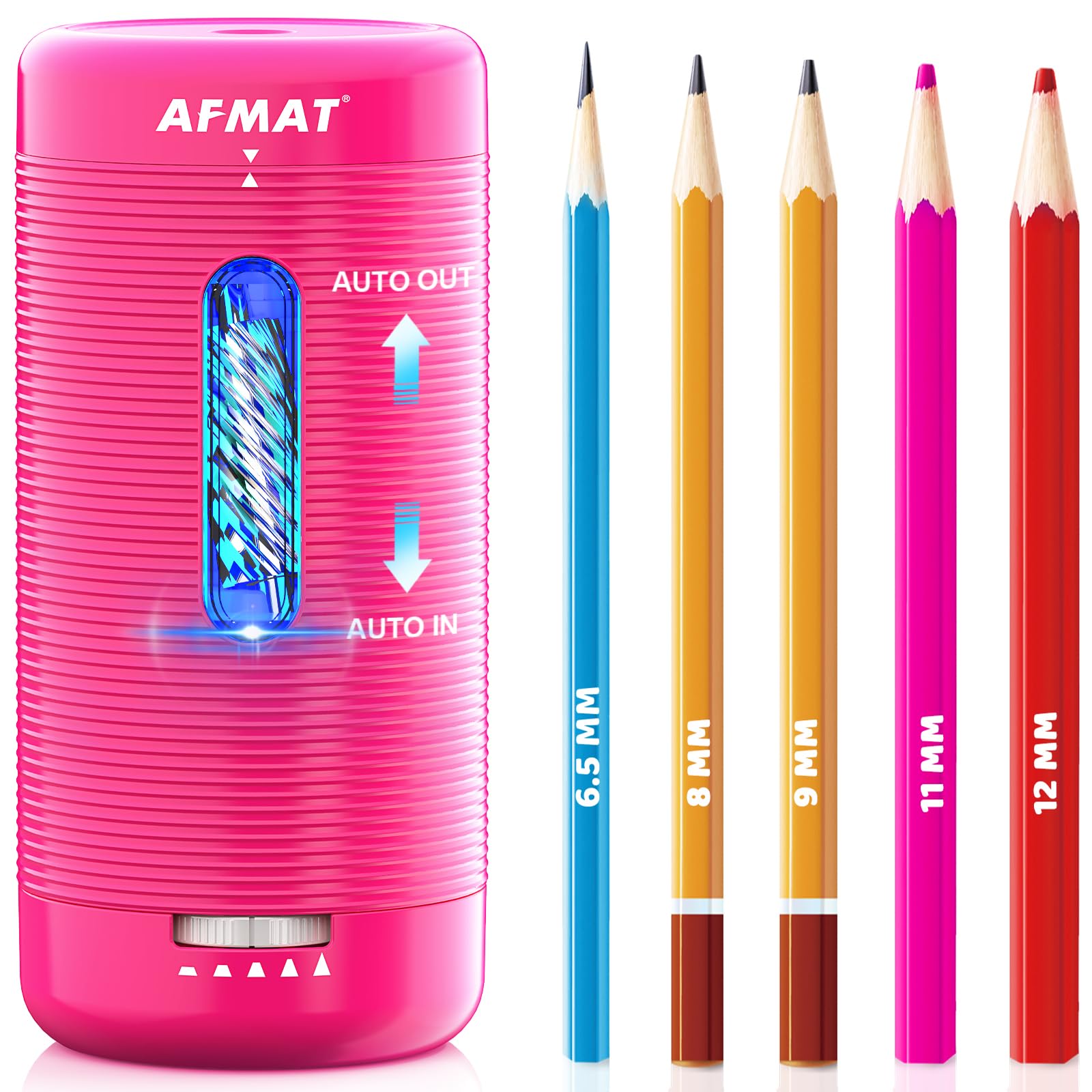 AFMAT Electric Pencil Sharpener Fully Automatic Pencil Sharpener Auto in & Out Rechargeable Hands-Free Sharpeners for Jumbo & Colored Pencils 6.5-12mm Portable for HomeClassroomOffice PSC2 product thumbnail 2