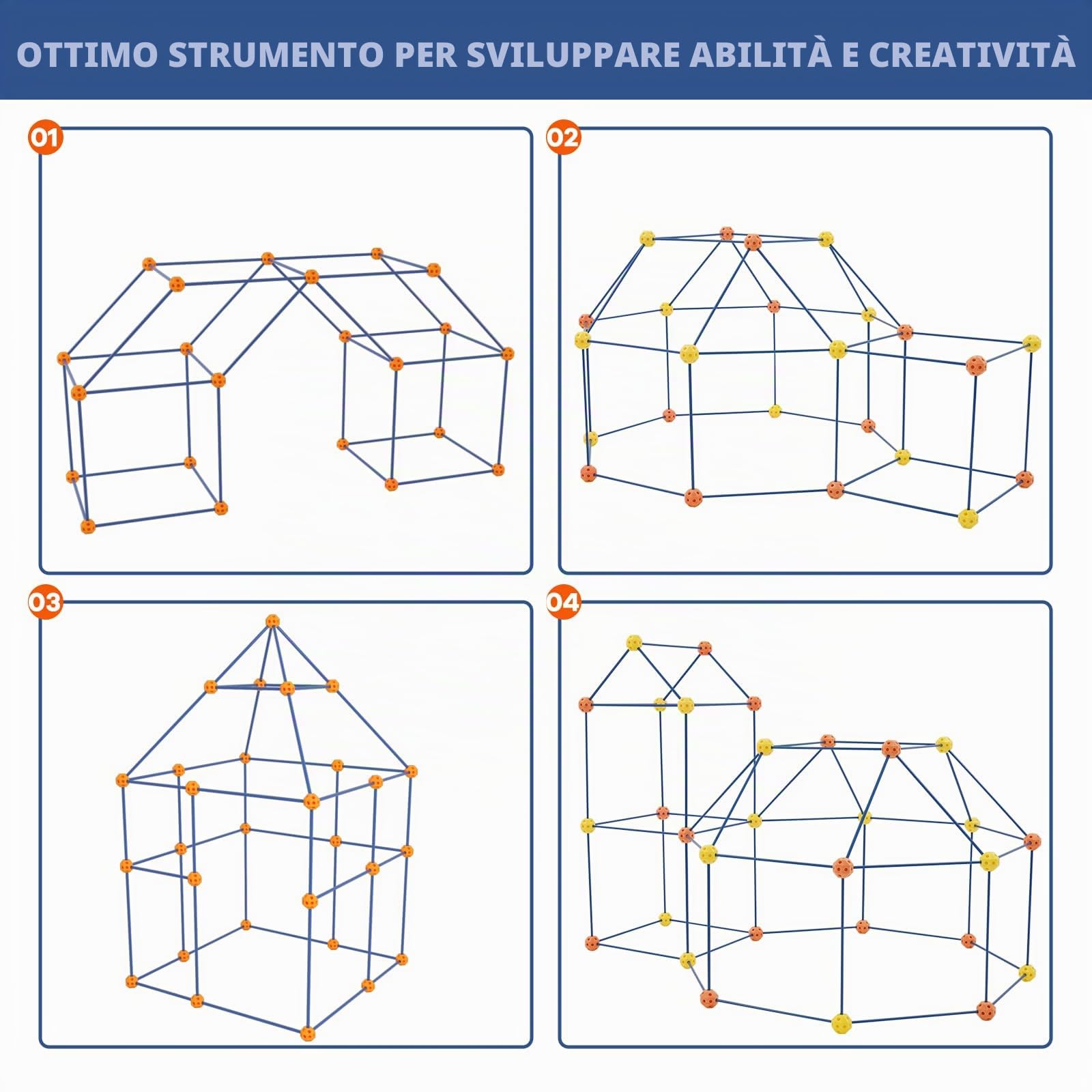 Fort Building Kit per bambini, 158 pezzi, lucchetto fai da te, tenda da gioco, per interni ed esterni, giocattolo STEM, regalo educativo per ragazze e ragazzi