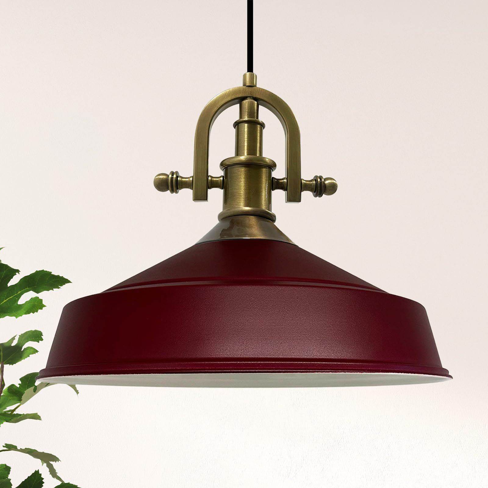 bamyum Asletl-Marine Hanging Lamp Industrial Pendant Light, 40 cm Lamp Shades, Modern Metal Kitchen Island Lights, E27 Pendant Lamp for Living Room and Dining Room, Burgundy Pendant Light — image 1