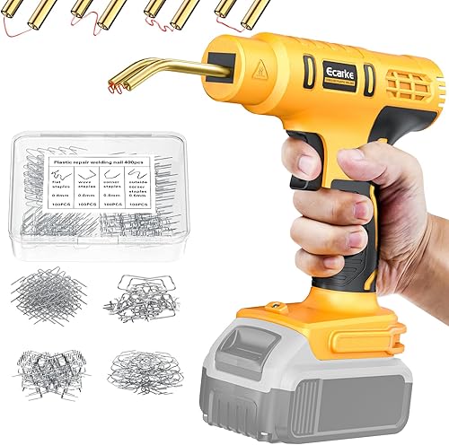 Ecarke - Pistola soldadora de plástico inalámbrica para batería Dewalt de 20 V, máquina de soldadura portátil de 120 W, 4 tipos de 400 grapas, kit