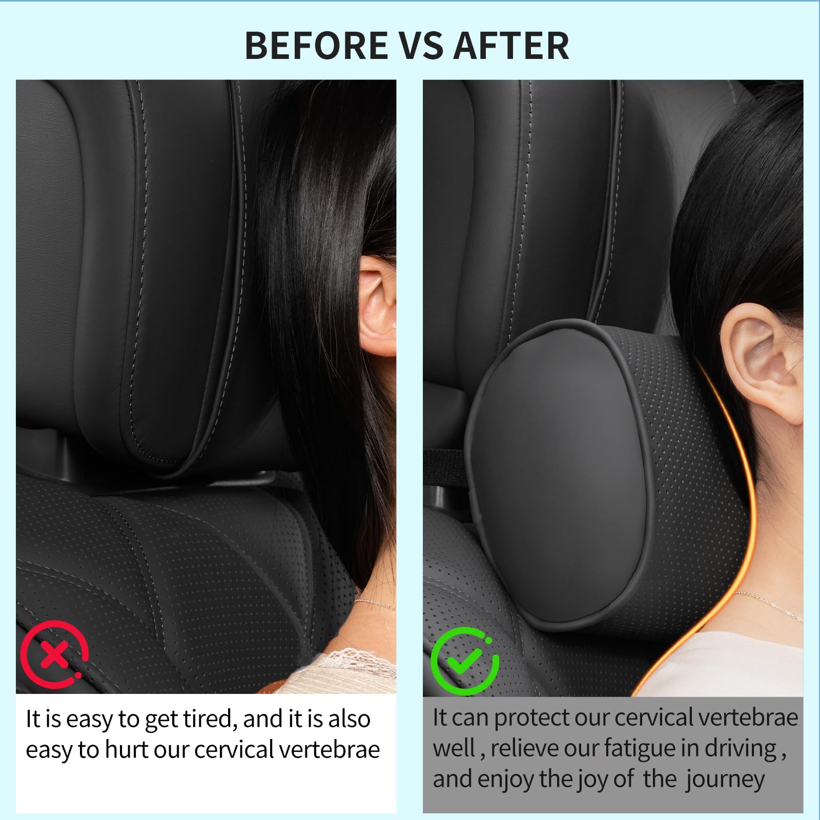 2 Pcs Cojin Reposacabezas Coche, Reposacabezas Coche Pillow Memory Foam Almohada Cervical para Coche, Ajustables para el Reposacabezas del Asiento del Coche