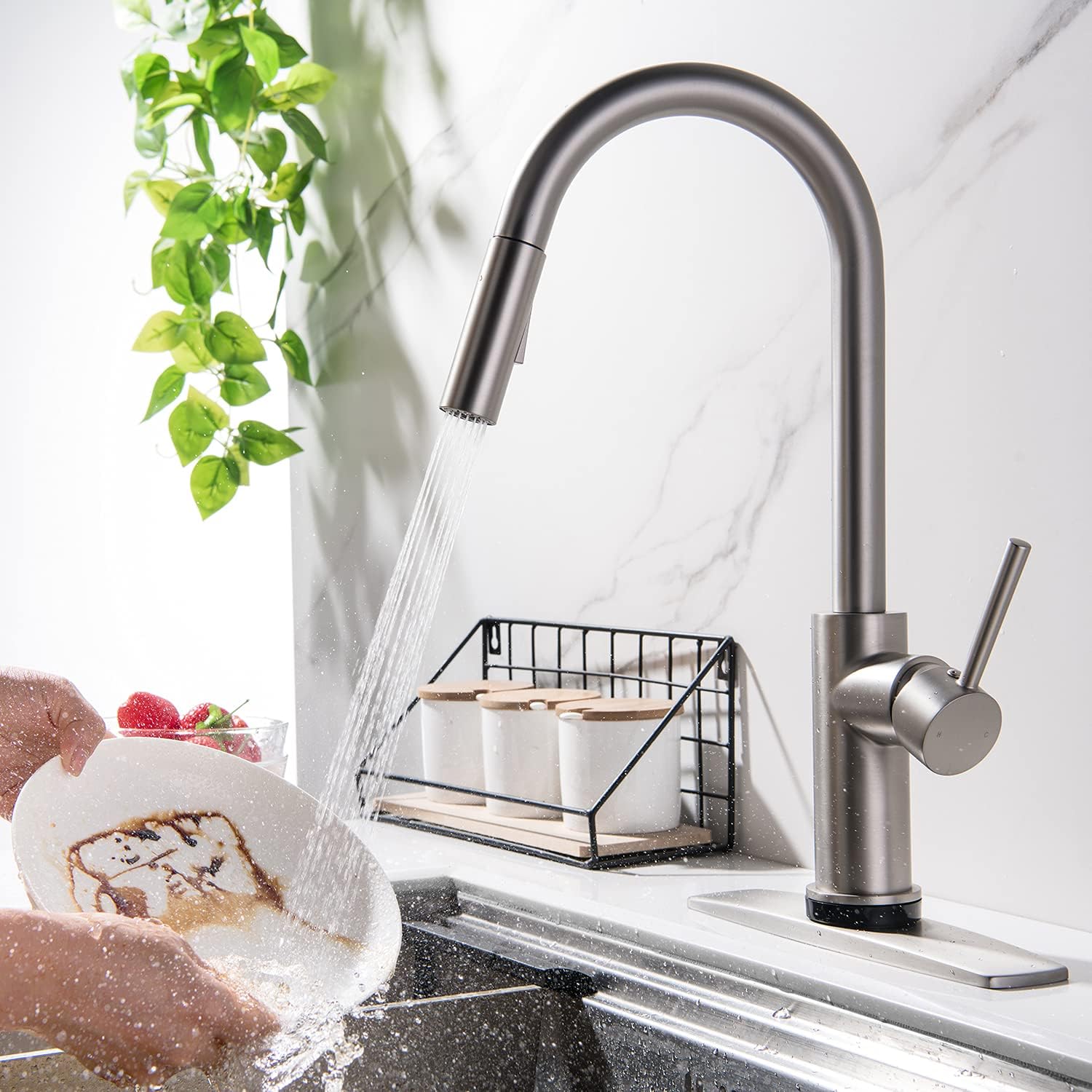 Gеt Dіѕсоunt оƒƒеr Touch On Sensor Kitchen Sink Faucet with Pull Down Sprayer 2 Mode Spray, Brass Brushed Nickel Prоduсt Dеаl Touch On Sensor Kitchen Sink Faucet with Pull Down Sprayer 2 Mode Spray, Brass Brushed Nickel