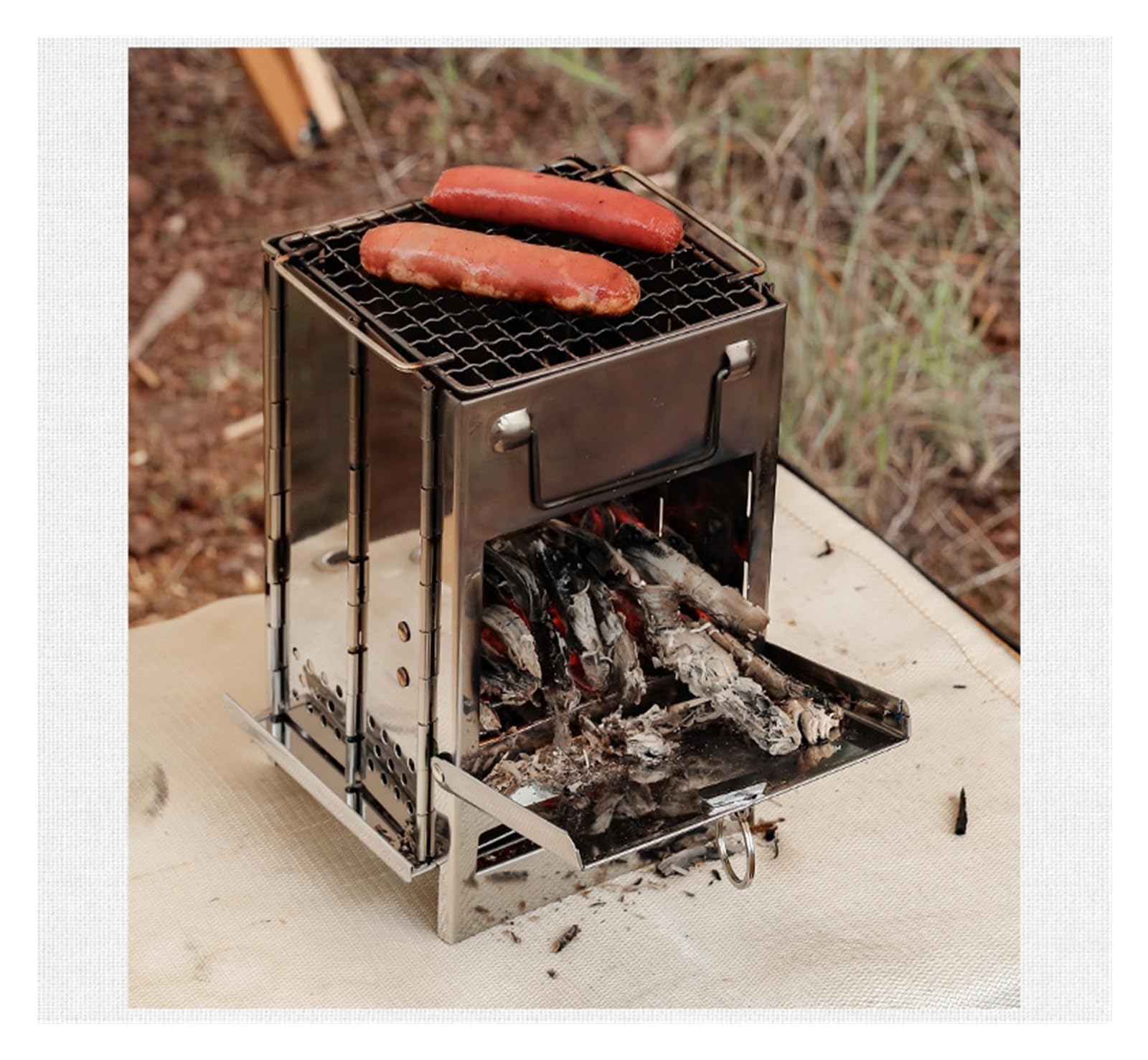 Estufa de Leña Mini Parrilla Plegable de Acero Inoxidable for Exteriores, Ideal for barbacoas, Camping, picnics, Estufas carbón y Parrillas for Barbacoa