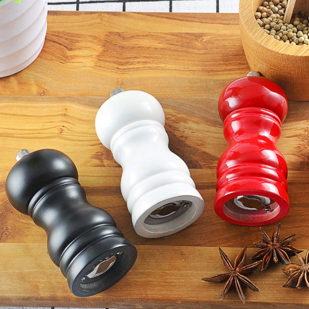 Lyzeous Wood Salt and Pepper Grinder Set Pepper Salt Shaker, Solid Wood with Adjustable Coarseness Red