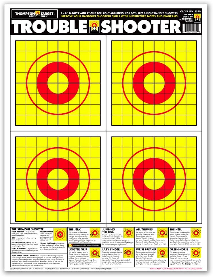 Trouble Shooter Handgun - Paper Gun Range Shooting Targets 19x25 Inch