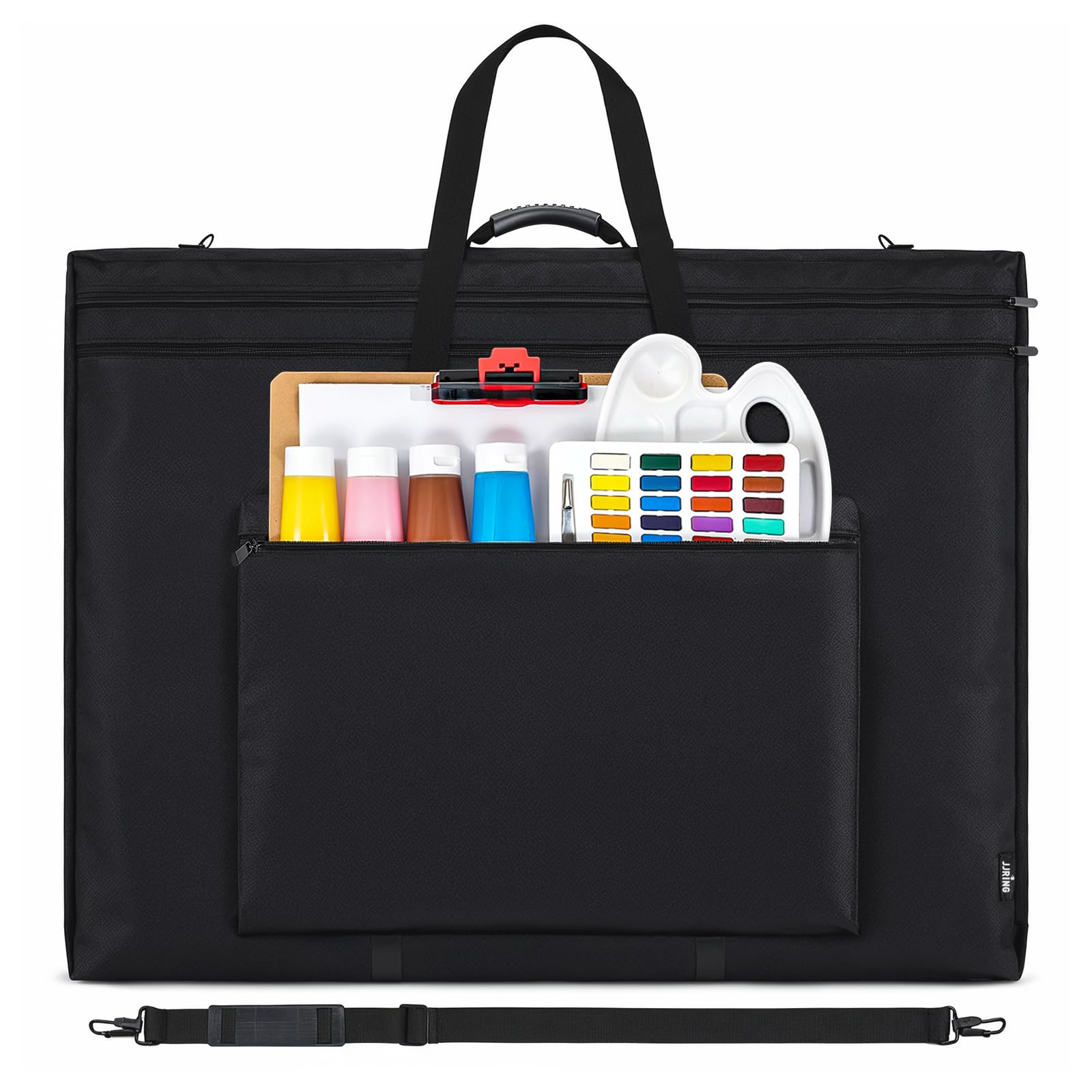 JJRING 32x42 Art Portfolio Tote Bag - Large Carrying Storage Case with Handle & Adjustable Shoulder Strap, Portfolio Folder for Artwork, Posters, Canvas, Drawing Boards
