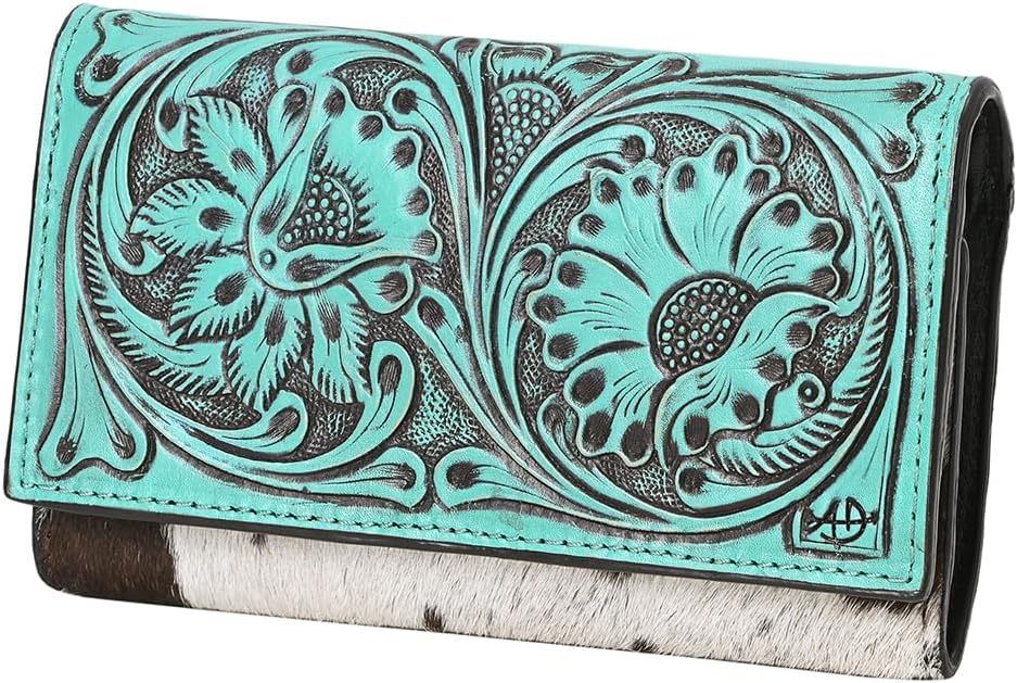 American Darling Wallet Hand Tooled Hair on Genuine Leather Western Women Bag | Handbag Purse Wallet| Wristlet