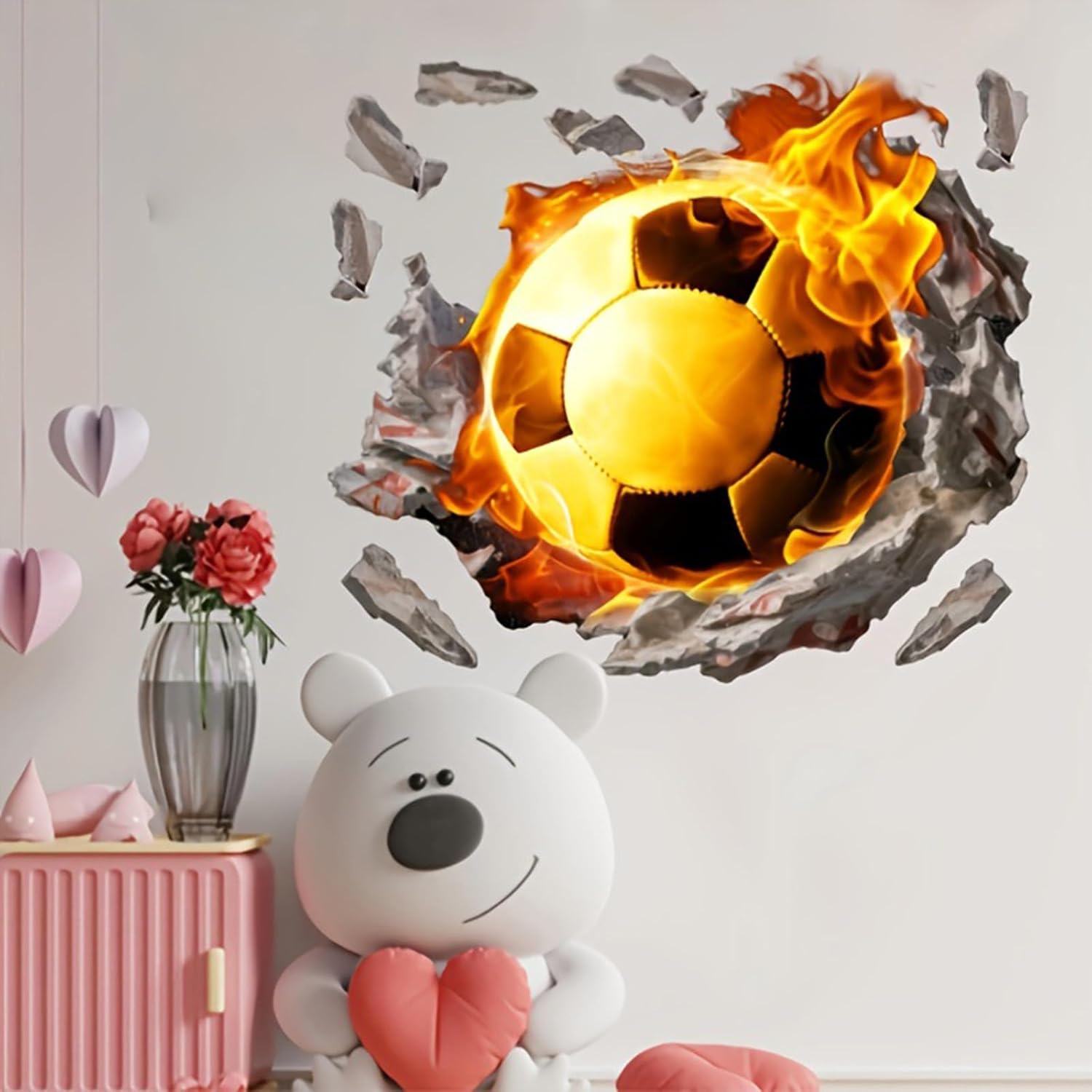 Sports Wall Stickers, Soccer Wall Stickers, 3D Soccer Wall Decal for Living Room, Bedroom, Kids Room, Home Decoration (T0853)