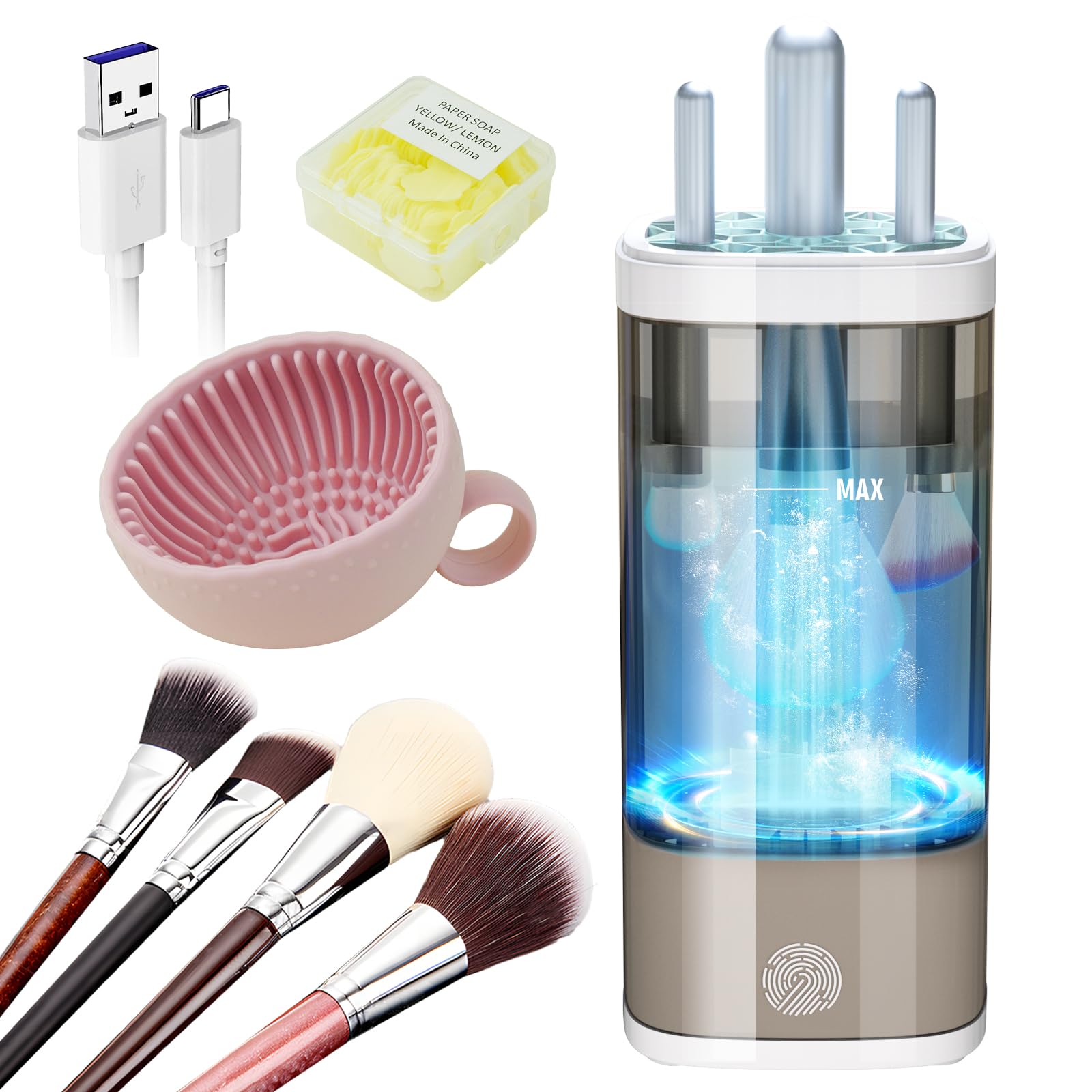 Detergente per pennelli elettrico. Più potenti prestazioni di pulizia – lampada UV medica + 7000 giri/min. Dispositivo per la pulizia dei pennelli. Design perfetto. Compatibile con tutte le