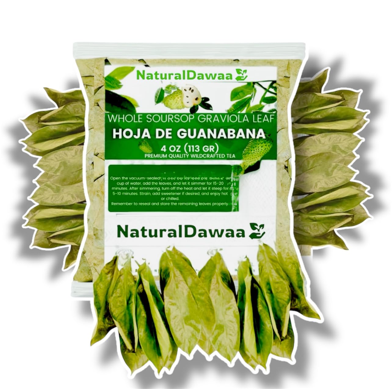 Whole Dried Graviola Soursop Leaves (4 oz - 330+ Leaves Per Bag) Hoja De Guanabana, 100% All Natural Delicious Fresh Tea | From Mexico | Premium