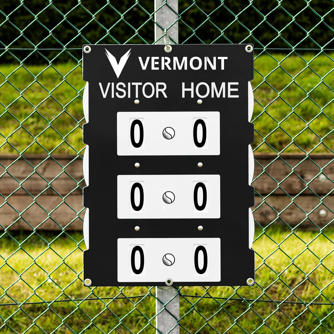 Vermont Fence Mounted Tennis Scoreboard - 3 Green, Blue & Black | Ultra-durable (Medium (18in x 26in), Black)