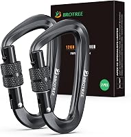 Brotree 1200 kg Teherbírású Alumínium Karabiner, Csavaros Zárszerkezettel - Könnyű, Rozsdamentes D-Alakú Horog Függőágyhoz, Kempingezéshez,  1