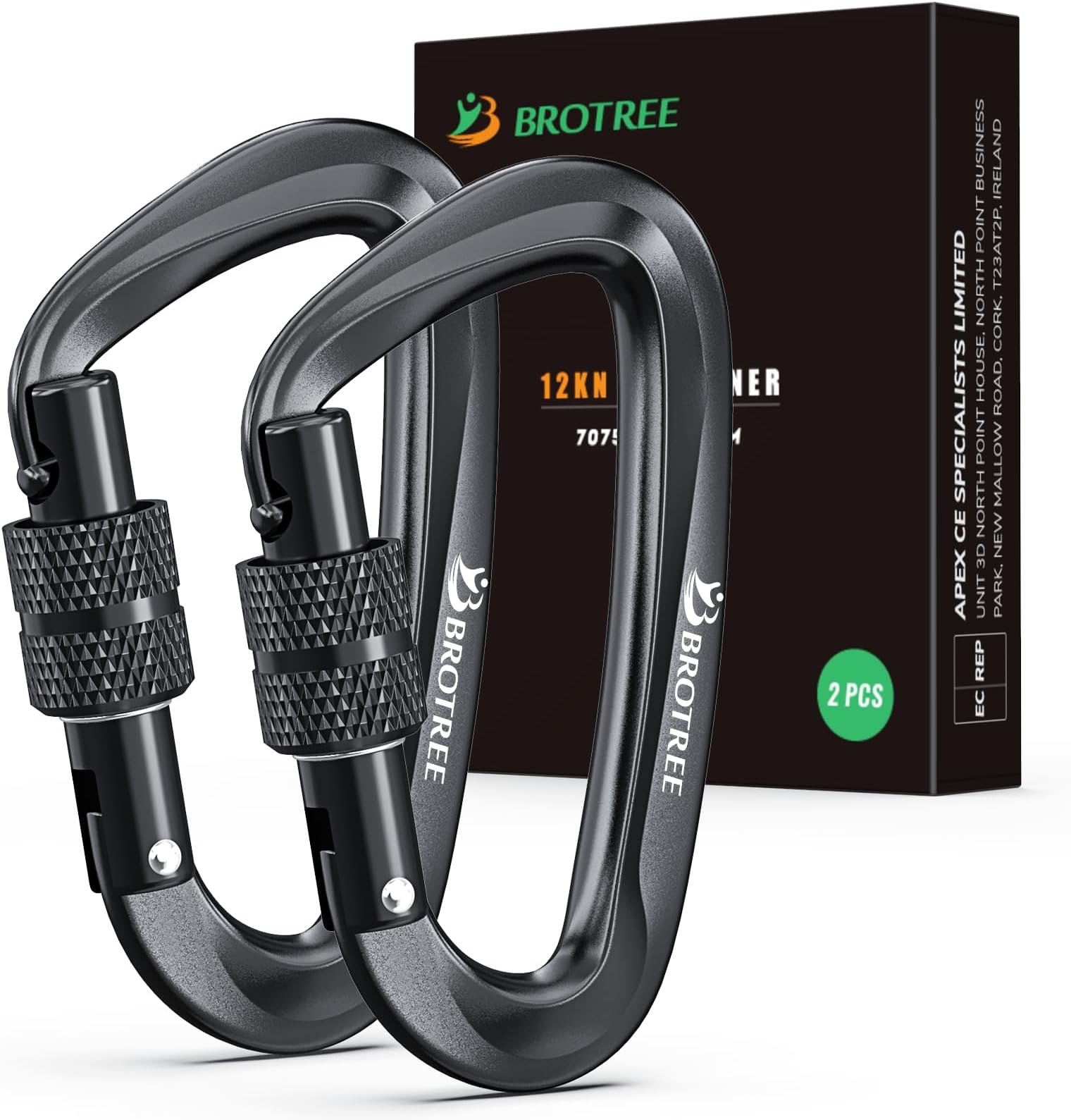 Locking Carabiner Clips 12KN (1200 kg) Heavy Duty Carabiners for Hammock, Camping, Hiking, Backpack and More (2 or 4 Packs)