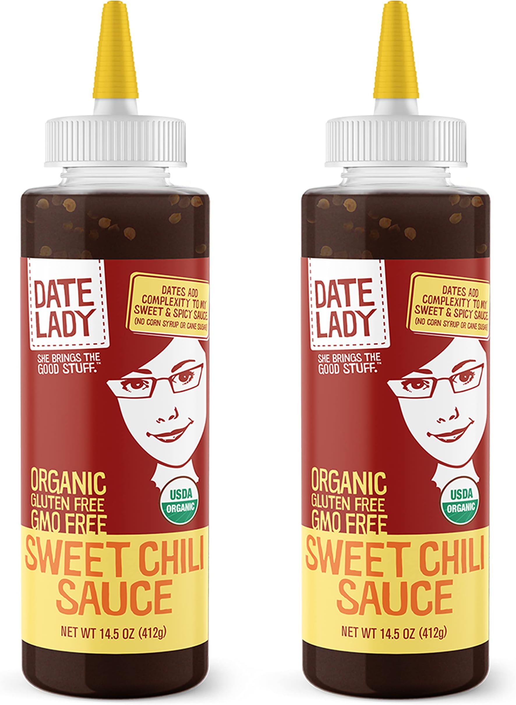 Date Lady Organic Sweet Chili Sauce | No Corn Syrup or Cane Sugar | No Added Flavors or MSG (2-Pack) Use in Stir Fry Vegetables, Dip Spring Rolls, or Add Flavor to Your Chicken.