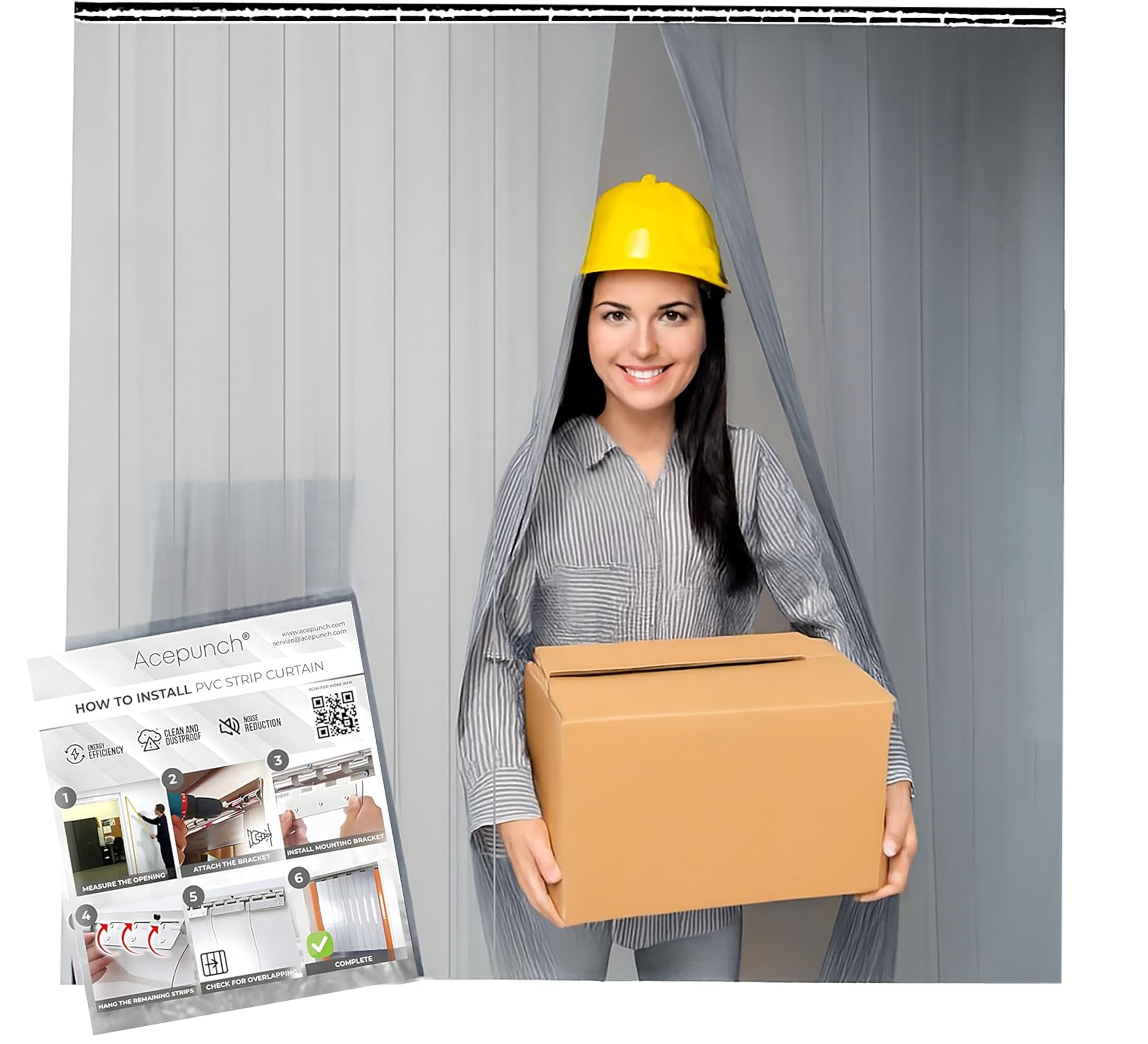 4x7' Clear PVC Strip Curtain Kit - 48" Width x 84" Height Heavy Duty, Waterproof, Insulation for Warehouse, Freezer, Garage AP1173