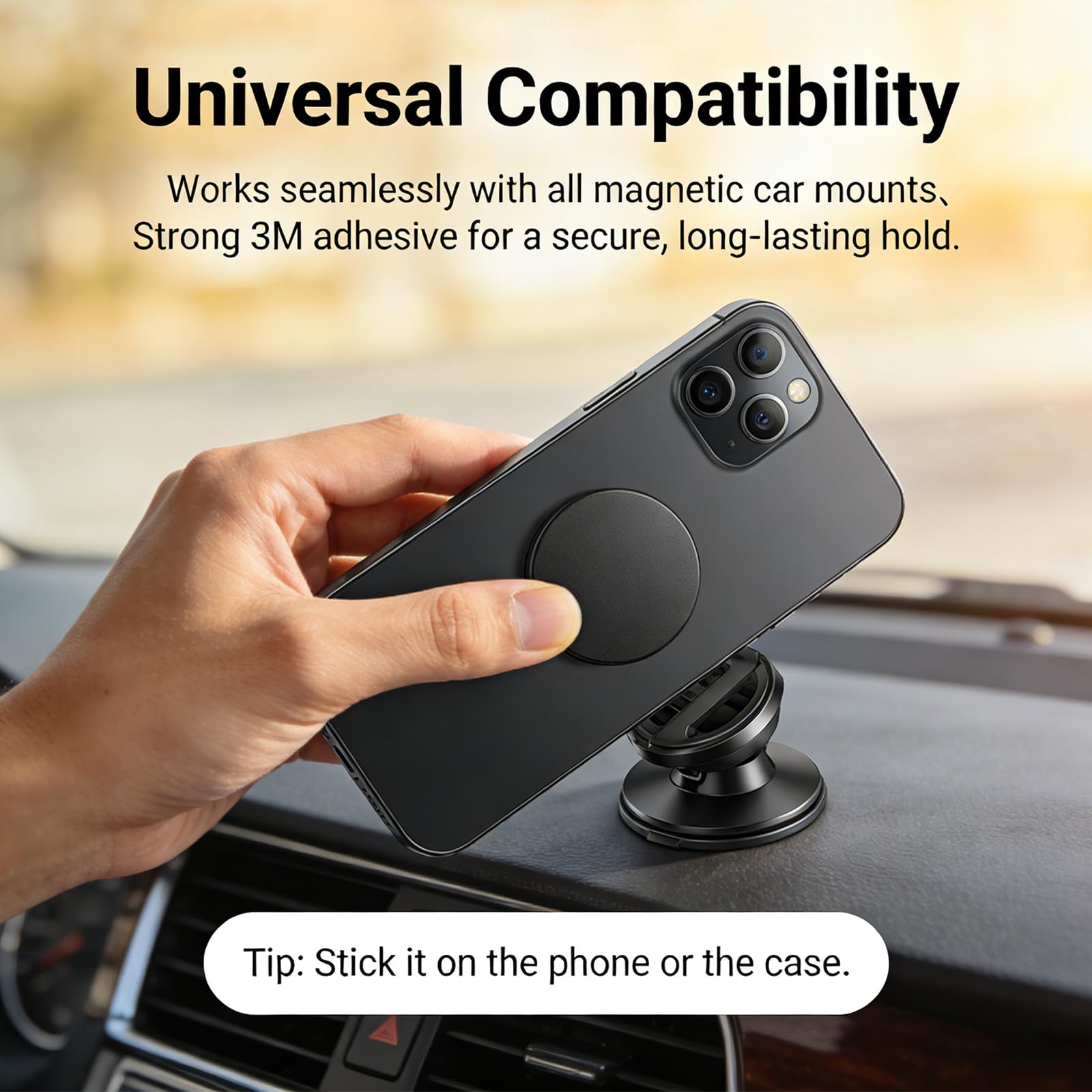 4 Pcs Sticker Metal Plates Replacement,Mount Metal Plate Kits with Adhesive,Metal Plate for Car Magnetic Phone Holder,Compatible with most cellphones(Round,Black) — view 6