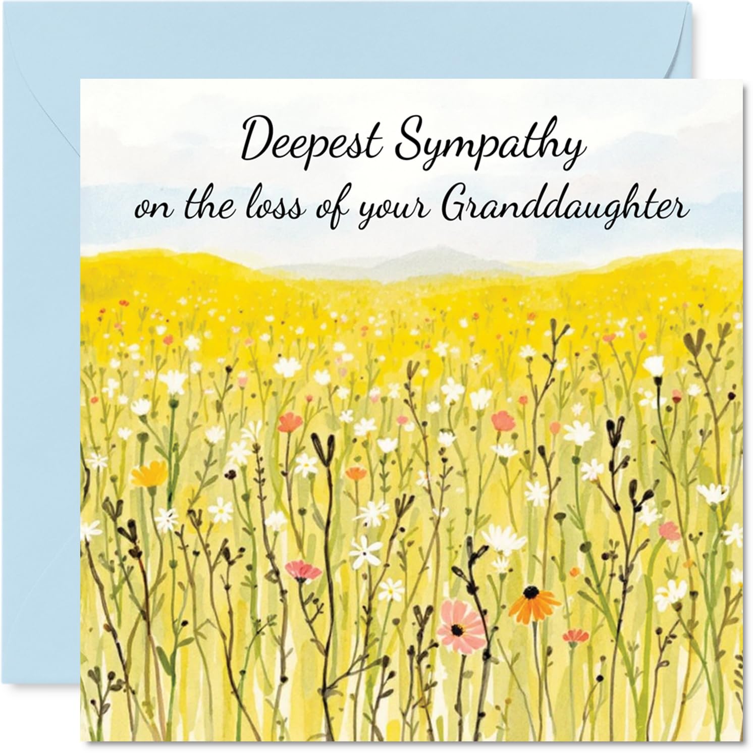 Sympathy Card Loss of Granddaughter - Field of Memories - Mourning Bereavement Cards for Adults, 145mm Condolences Thinking of You Greeting Cards