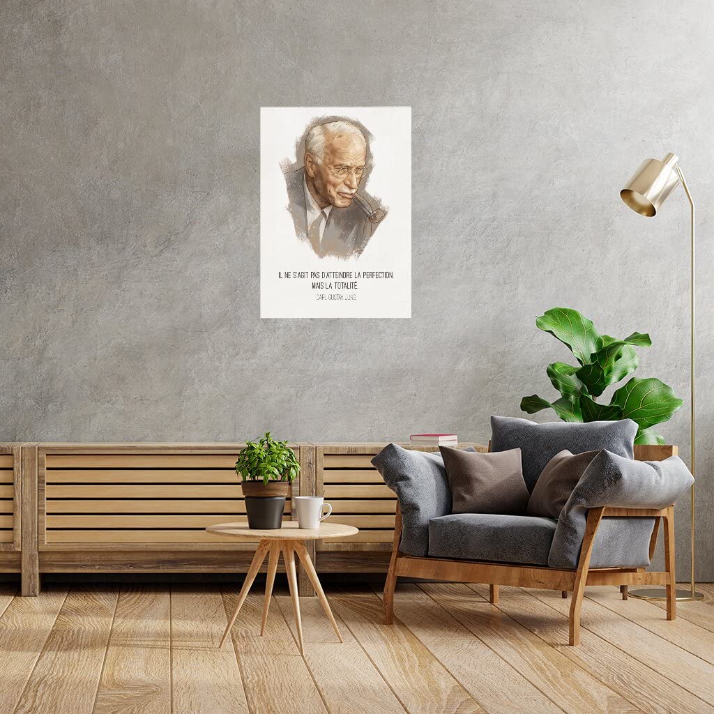 Poster mural psychologue Carl Jung - Impression sur toile - Cadeau idéal pour bureau, chambre à coucher - Style encadré - 30 x 45 cm