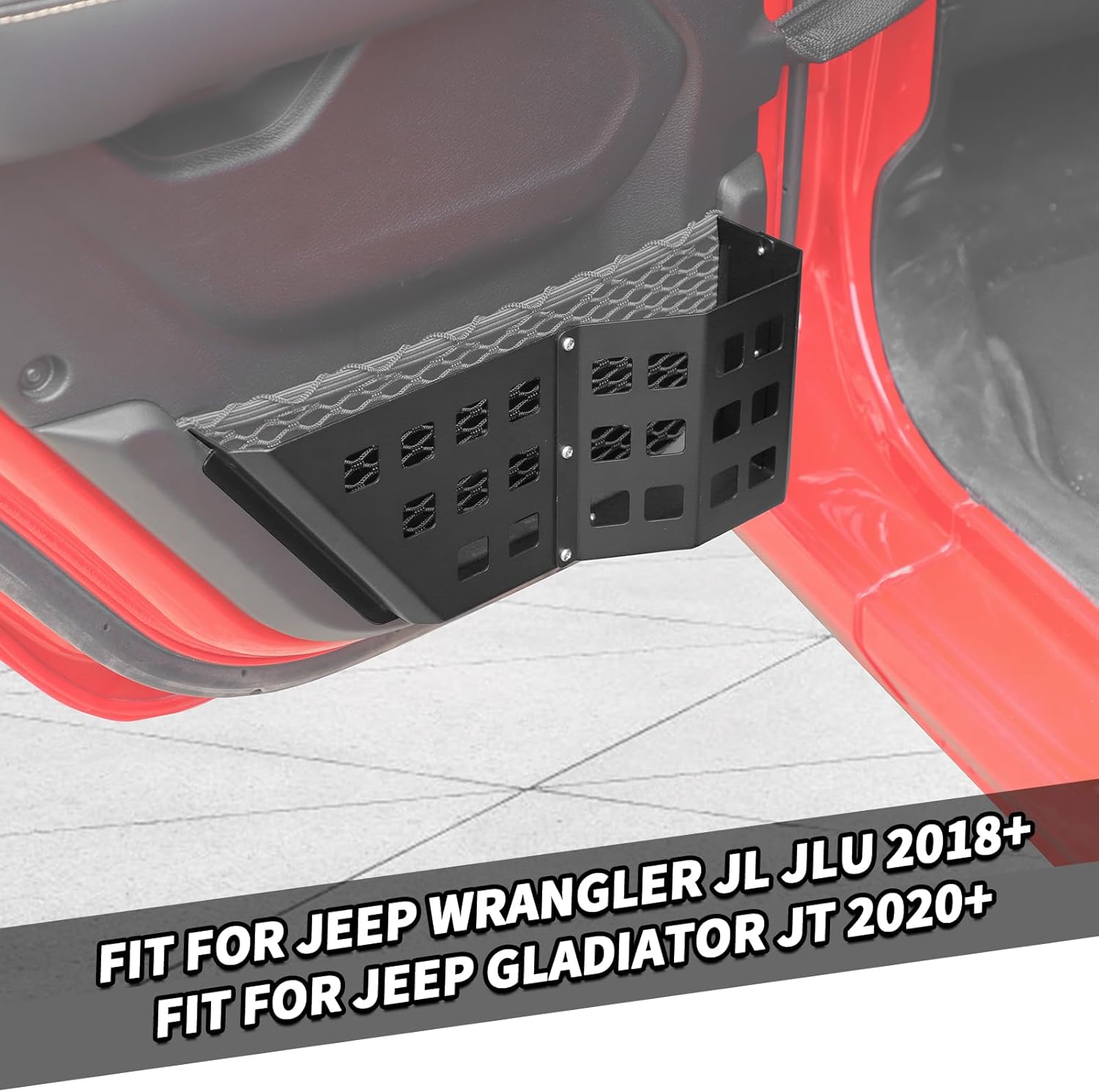 Jimen Fit for Jeep Wrangler JL JLU 4xe 2018-2026 & Gladiator JT 2020-2026, Upgrade 2PCS Metal Rear Door Pockets Organizer Storage Box