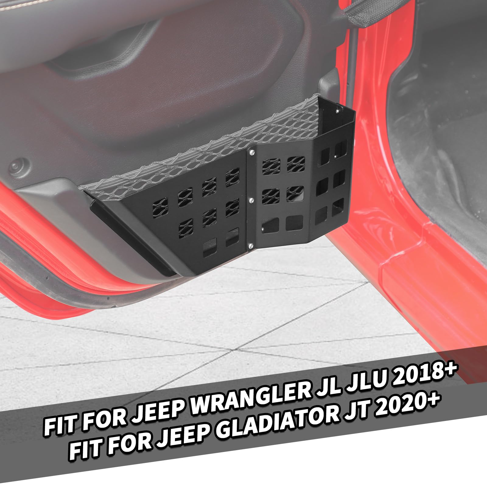 Jimen Passend für Jeep Wrangler JL JLU 4XE 2018–2025 & Gladiator JT 2020–2025, 2 Stück Metall-Hintertürtaschen, Organizer-Aufbewahrungsbox