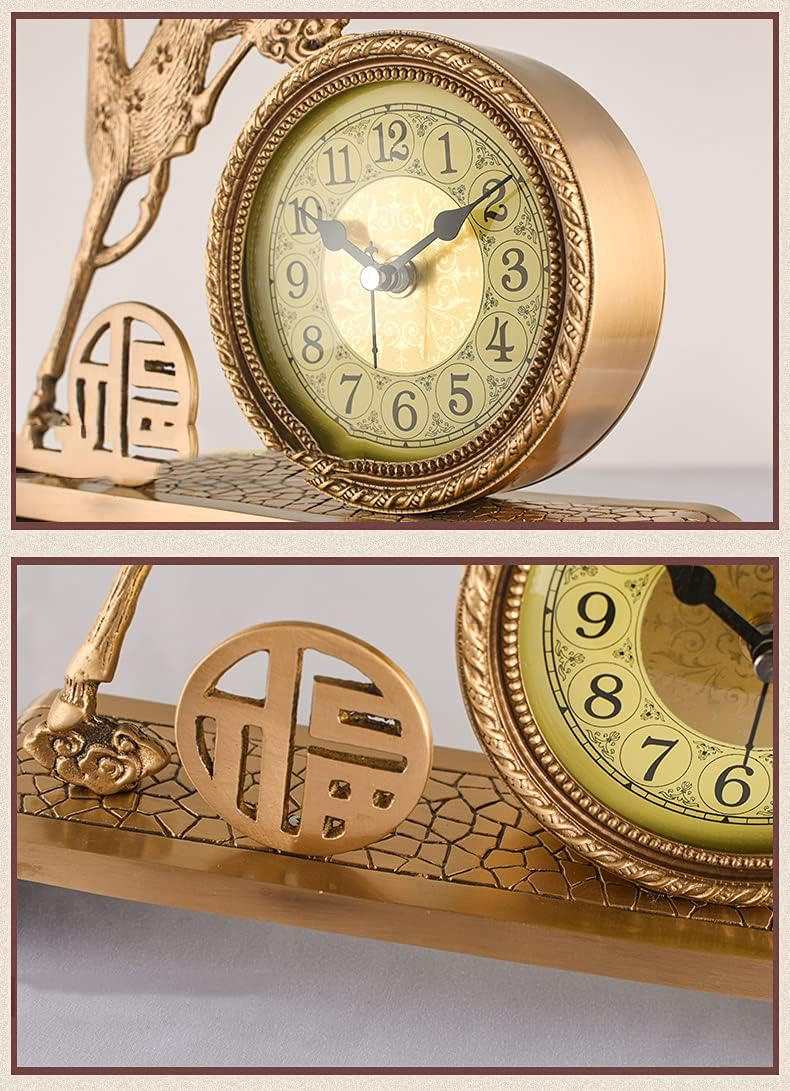 Mantel Clock, Metal Desk Clock Mantle Clock for Living Room Décor Silent, Decorative, Battery Operated Mantle Clock for Fireplace Mantel, Office,