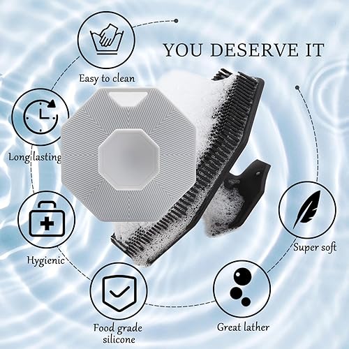 Miniatura 6 de Cepillo exfoliante corporal de silicona, 3 unidades con esponja de silicona, cepillos de baño y cuerpo para hombres, mujeres, niños, mascotas, uso