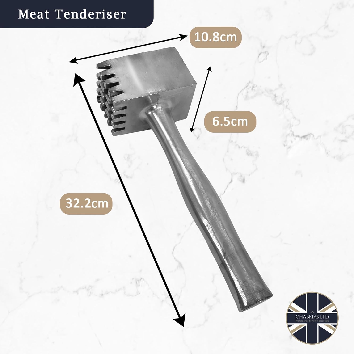 Samuel Groves Heavy Duty Metal Meat Tenderizer Hammer - 8.2" Double-Headed Mallet for Tenderizing Tough Meats - Ideal for Home & Professional Use