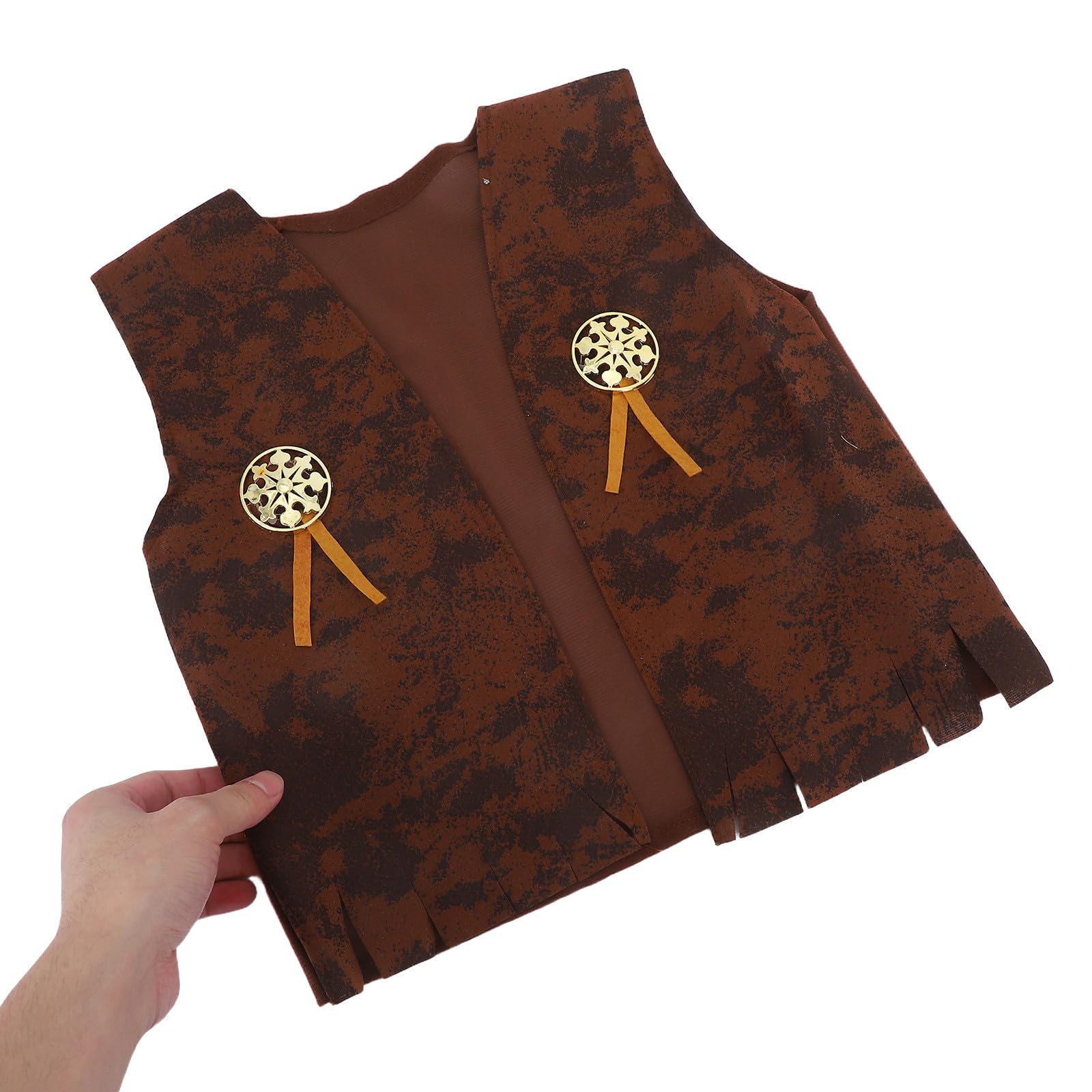 BESPORTBLE Dziecięcy kostium kowbojski, western, kowbojski, zestaw, kamizelka, czapka, chusta na szyję na Halloween, karnawał, imprezę przebieraną, brązowy, rozmiar M (115-130 cm)
