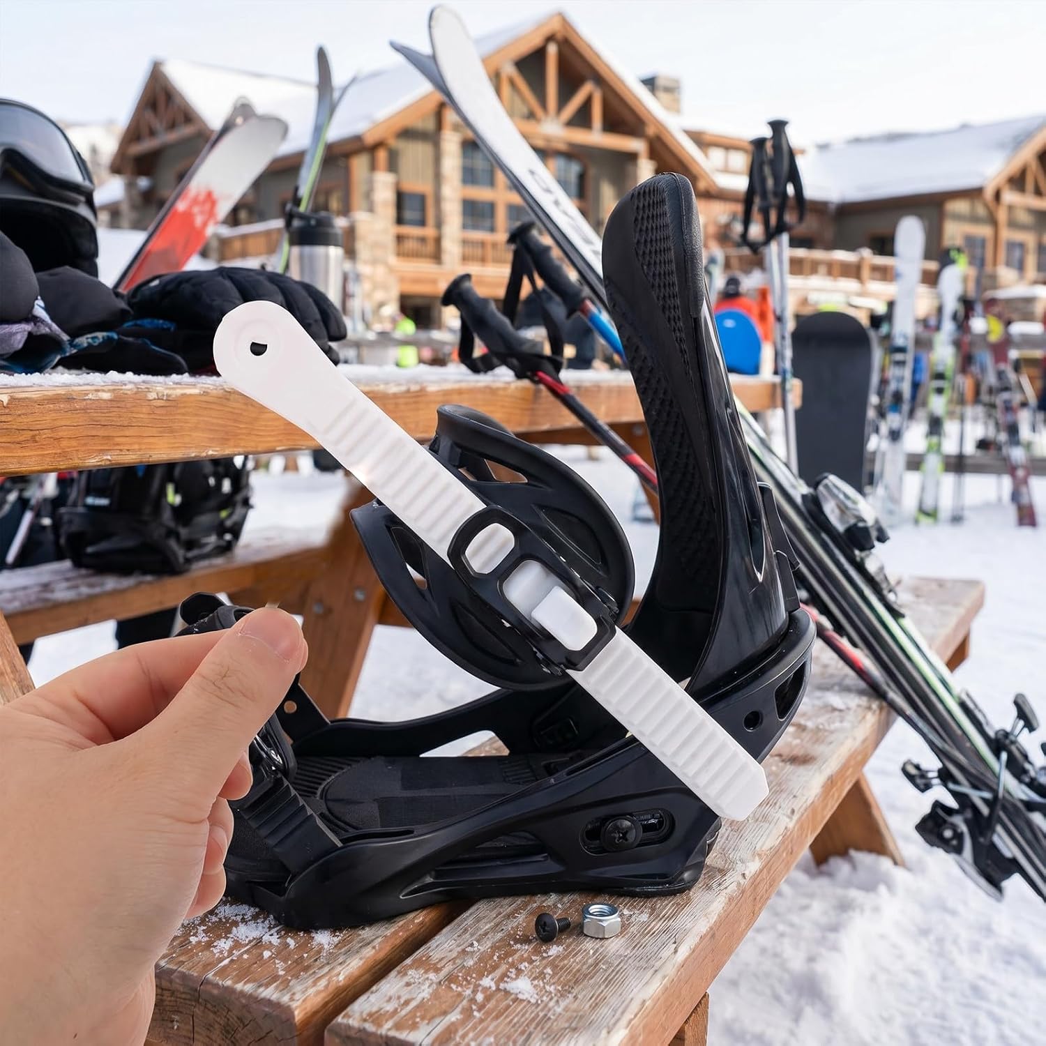 Toddmomy 4set Snowboard Ankle Ladder Strap Binding: 9.7'' X 0.8'' Adjustable Boot Fastener Straps with Screws for Outdoor Sport Skiing Board Connection