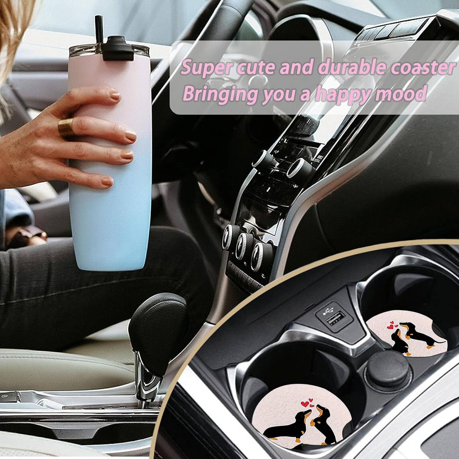 2 Pack Spider Car Coasters for Cup Holders,Neoprene Anti Slip Mat