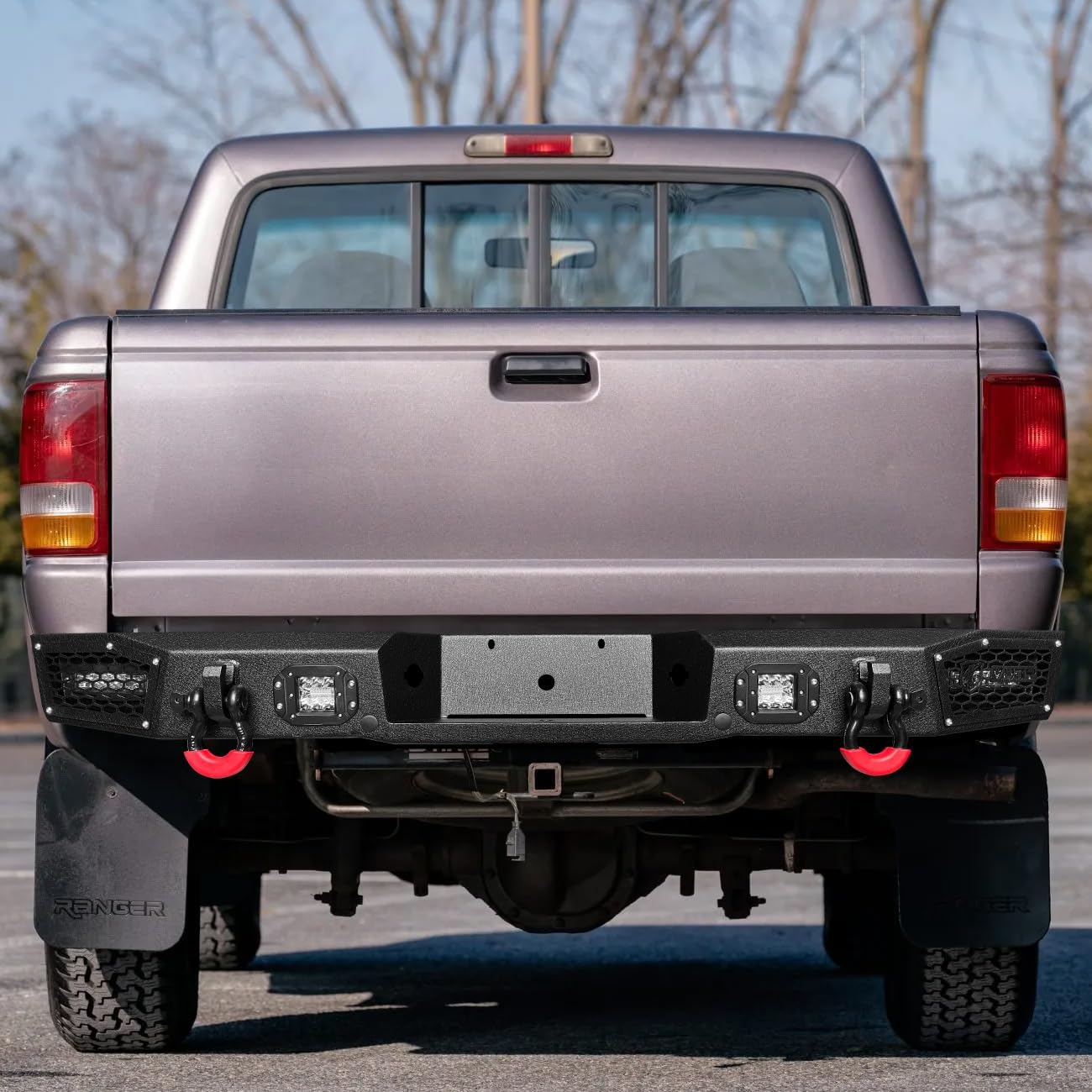 VIJAY Front and Rear Bumper Fits 1993-1997 Ford Ranger (Only Fits Stepped Bumper) with Winch Plate and Lights