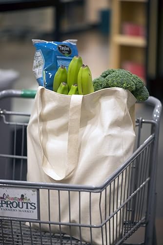 Miniatura 5 de TBF Bolsas de lona de algodón de 15 x 16 pulgadas  Bolsas reutilizables de compras de comestibles en blanco para bricolaje, impresión, bordado