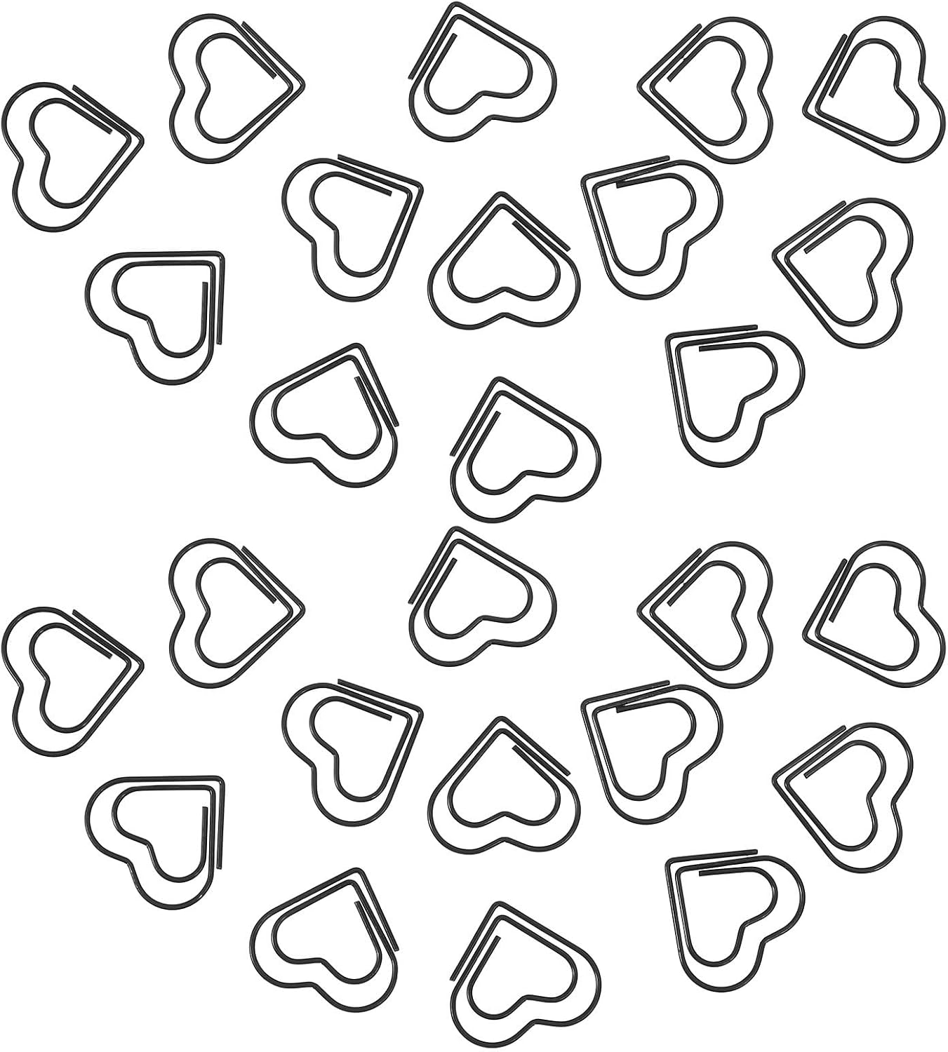 100pcs Heart Shaped Paper Clips Black, Mini Love Heart Paperclips for Document Organization and Scrapbooking, Compact Iron and Plastic Bookmarks for Invitations and Journal Pages