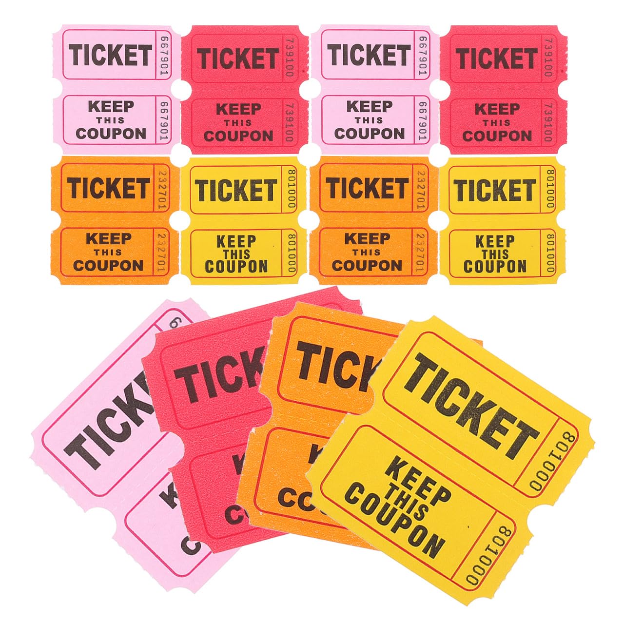 Rouleau De 400 Billets De Tombola Roses Numérotés Pour Jeux De Loterie Et Fêtes Carnaval Collectes De Fonds Divertissement