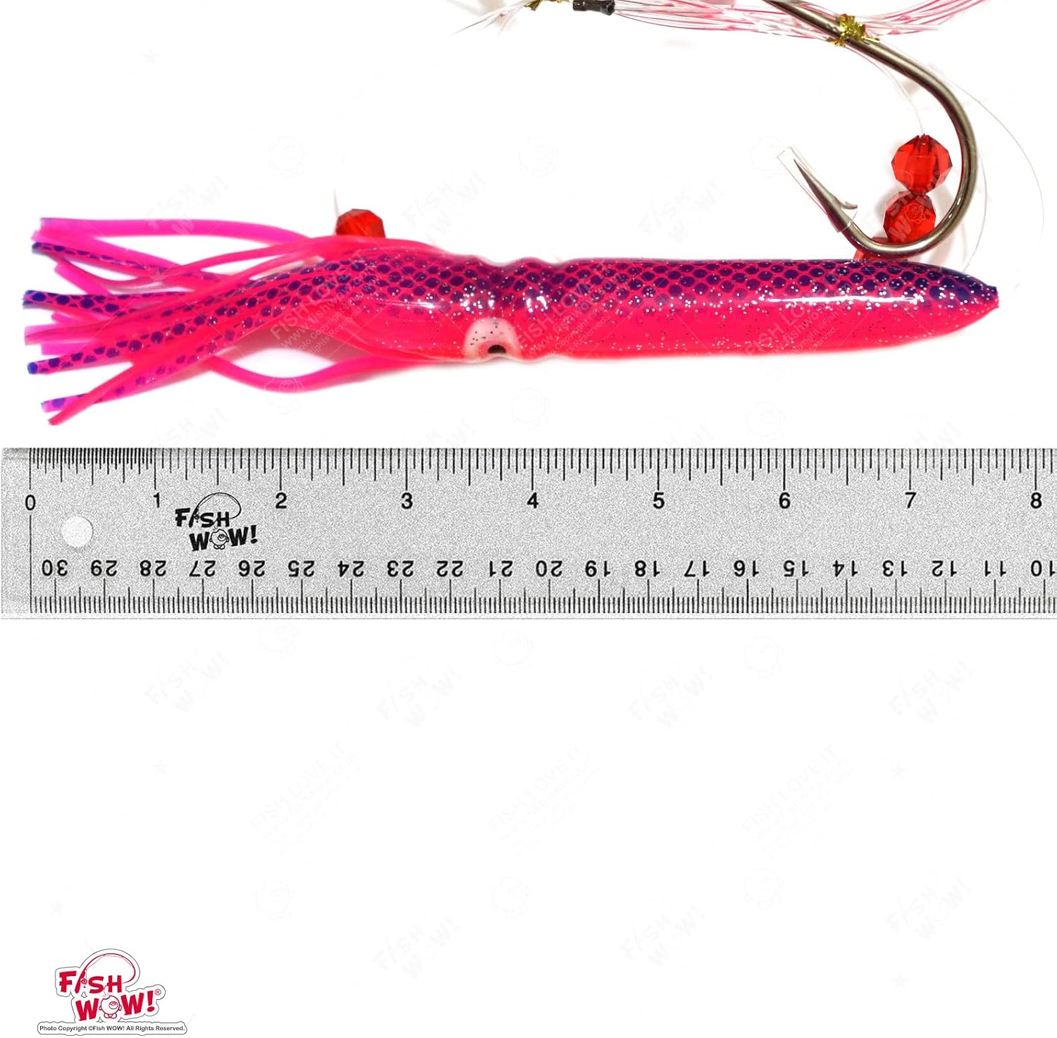 5pcs Fish WOW!® Fishing Daisy Bird Rig Squid Chain Rigged Teaser Offshore Trolling Lure Pink
